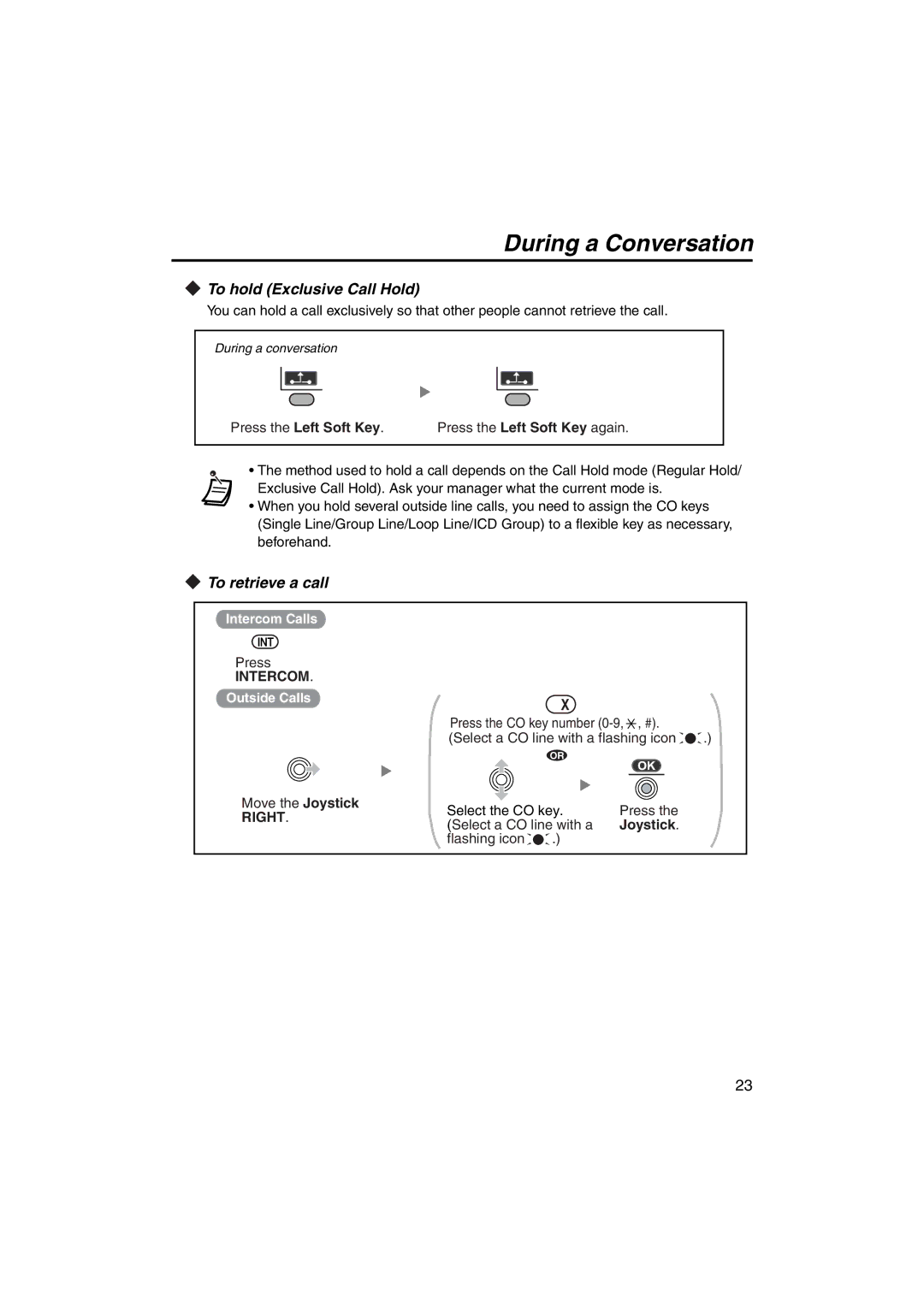 Panasonic KX-TCA255 operating instructions To hold Exclusive Call Hold, To retrieve a call 