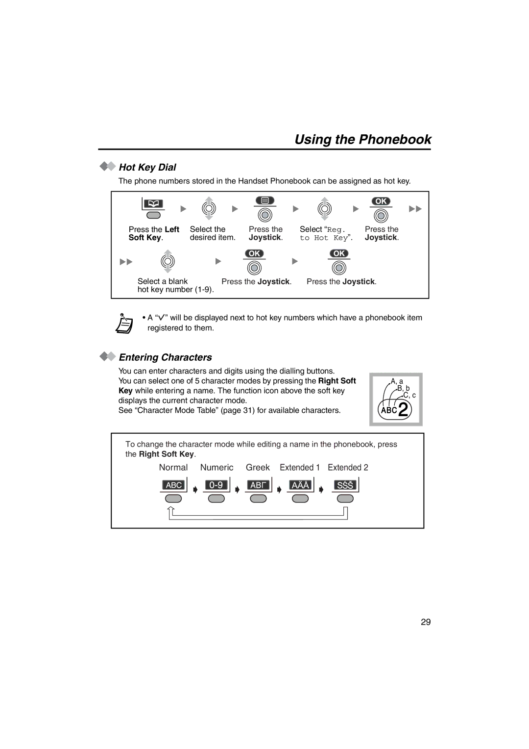 Panasonic KX-TCA255 operating instructions Entering Characters, Right Soft Key 