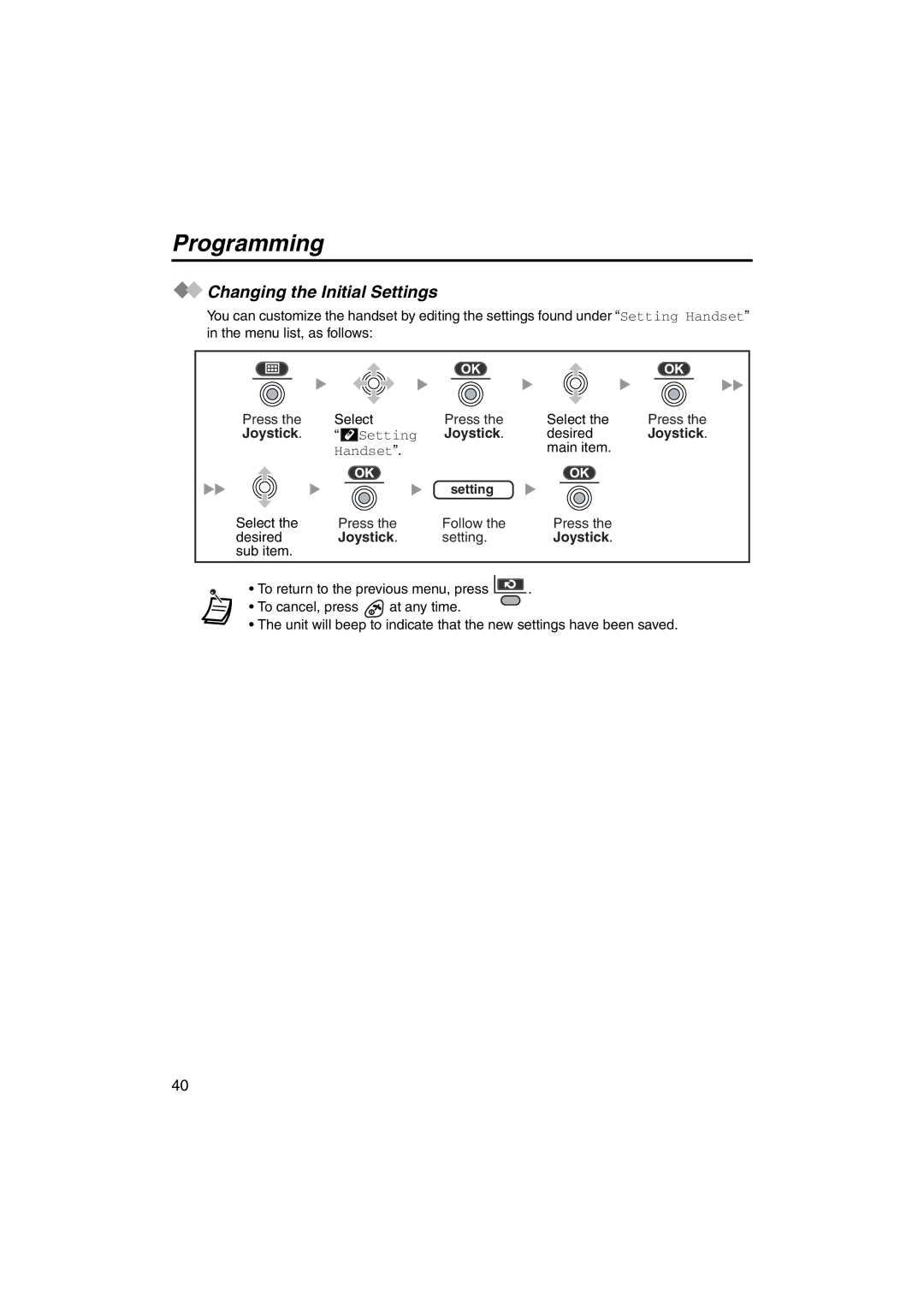 Panasonic KX-TCA255 operating instructions Programming, Changing the Initial Settings 