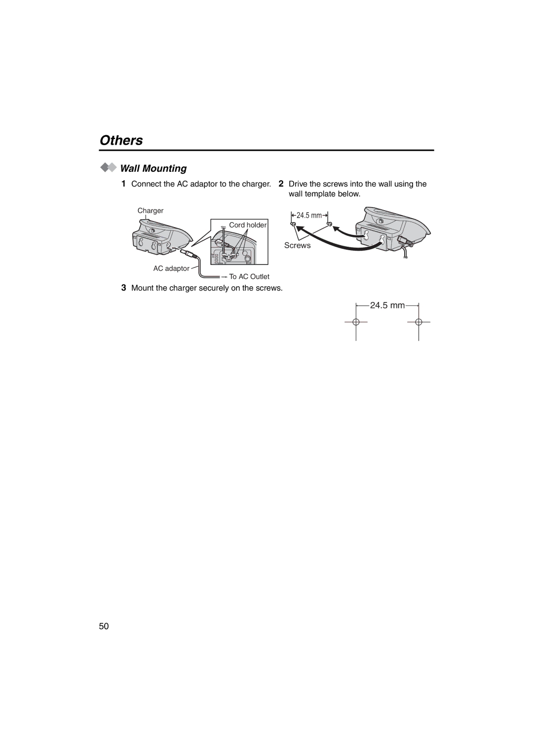 Panasonic KX-TCA255 operating instructions Wall Mounting 