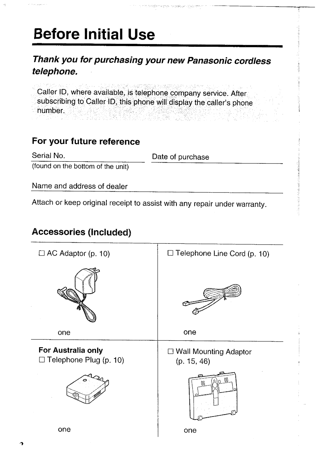 Panasonic KX-TCC116ALW manual 