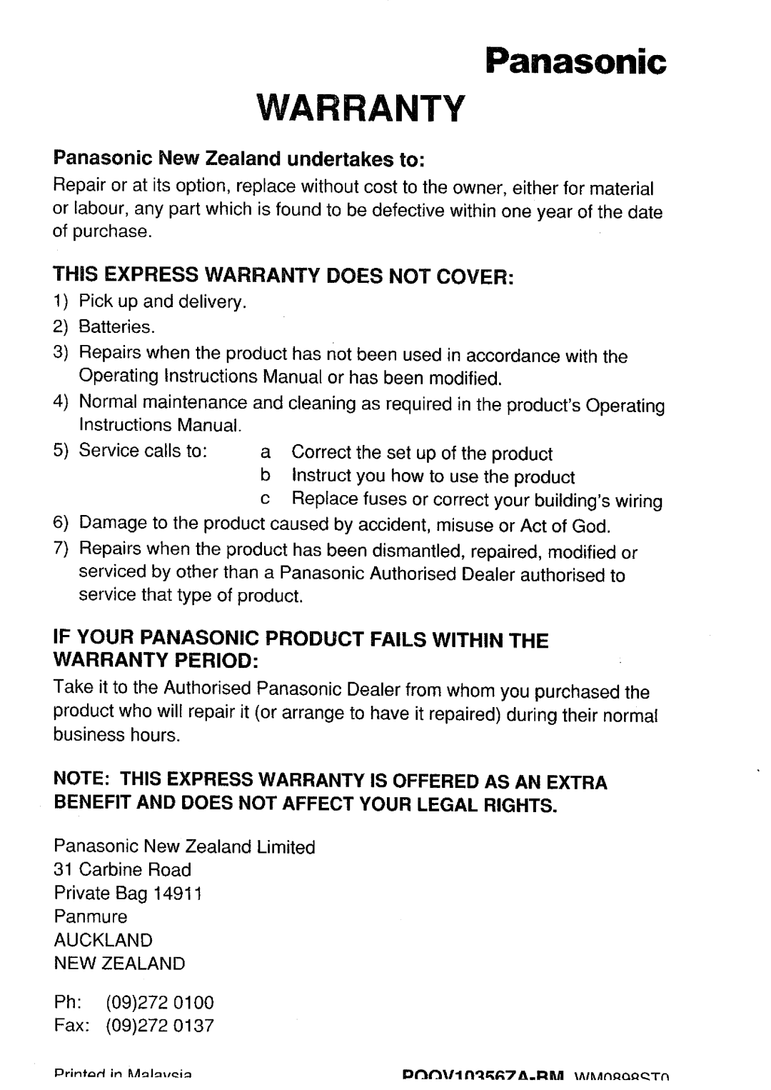 Panasonic KX-TCC116ALW manual 