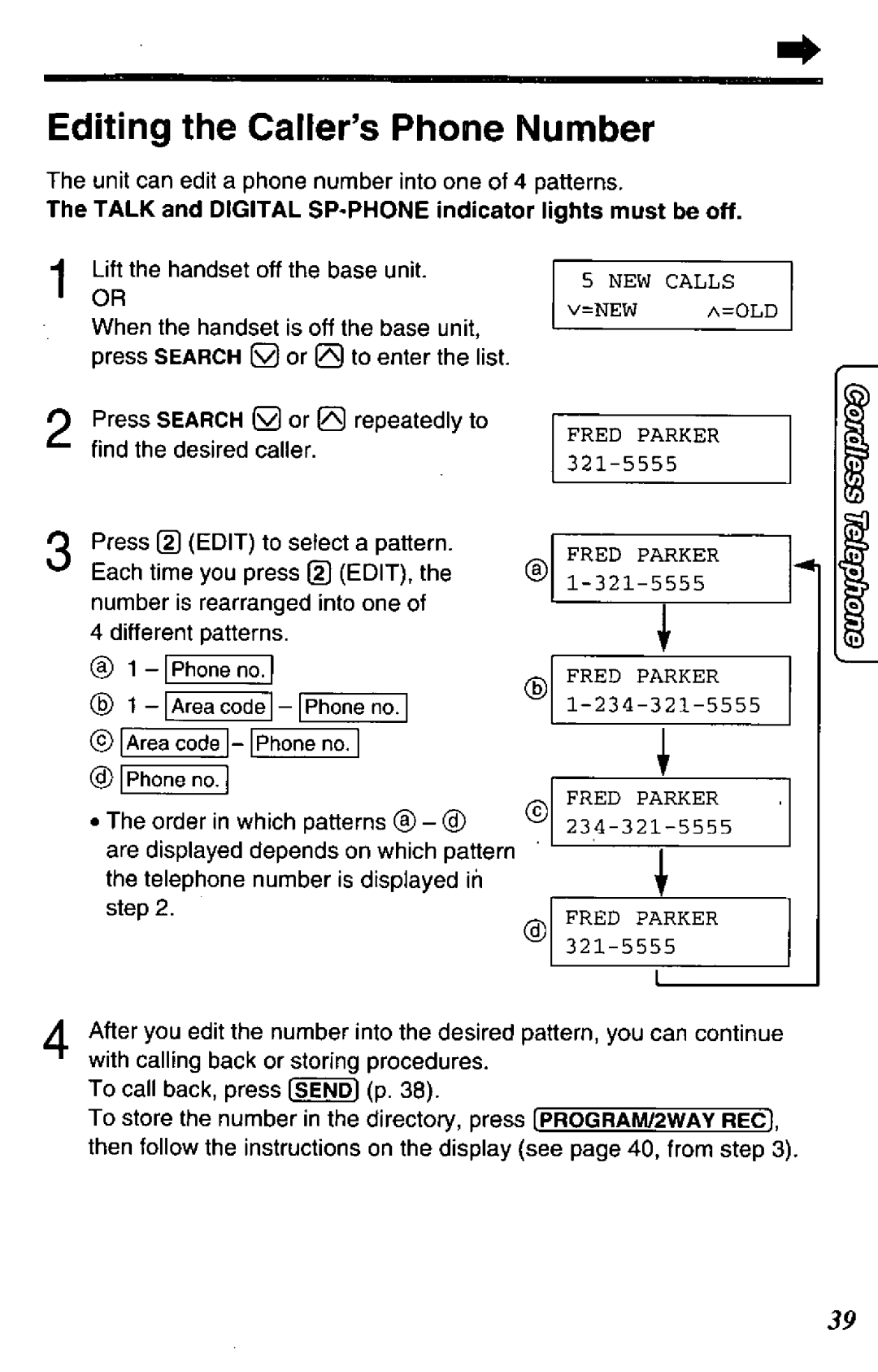 Panasonic KX-TCC425-B manual 