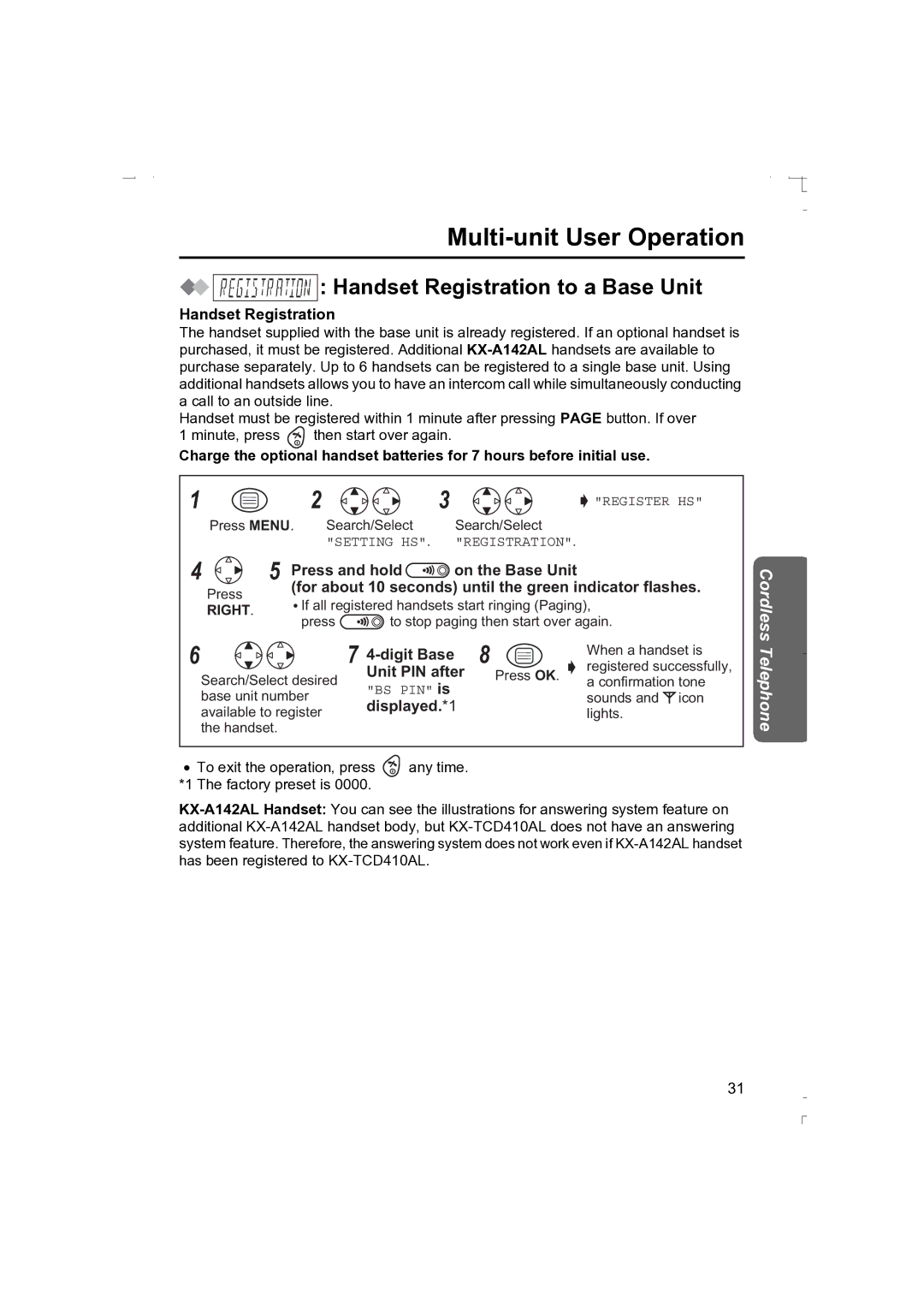 Panasonic KX-TCD410AL operating instructions Multi-unit User Operation 