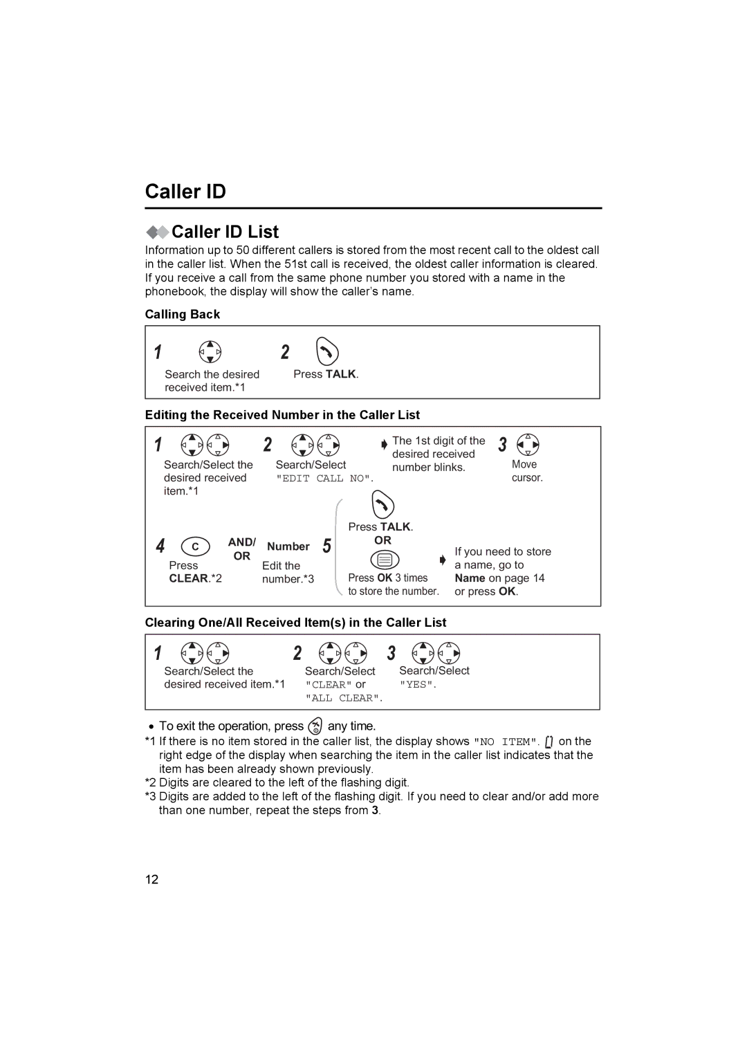 Panasonic KX-TCD410E operating instructions Caller ID List, Calling Back, Editing the Received Number in the Caller List 