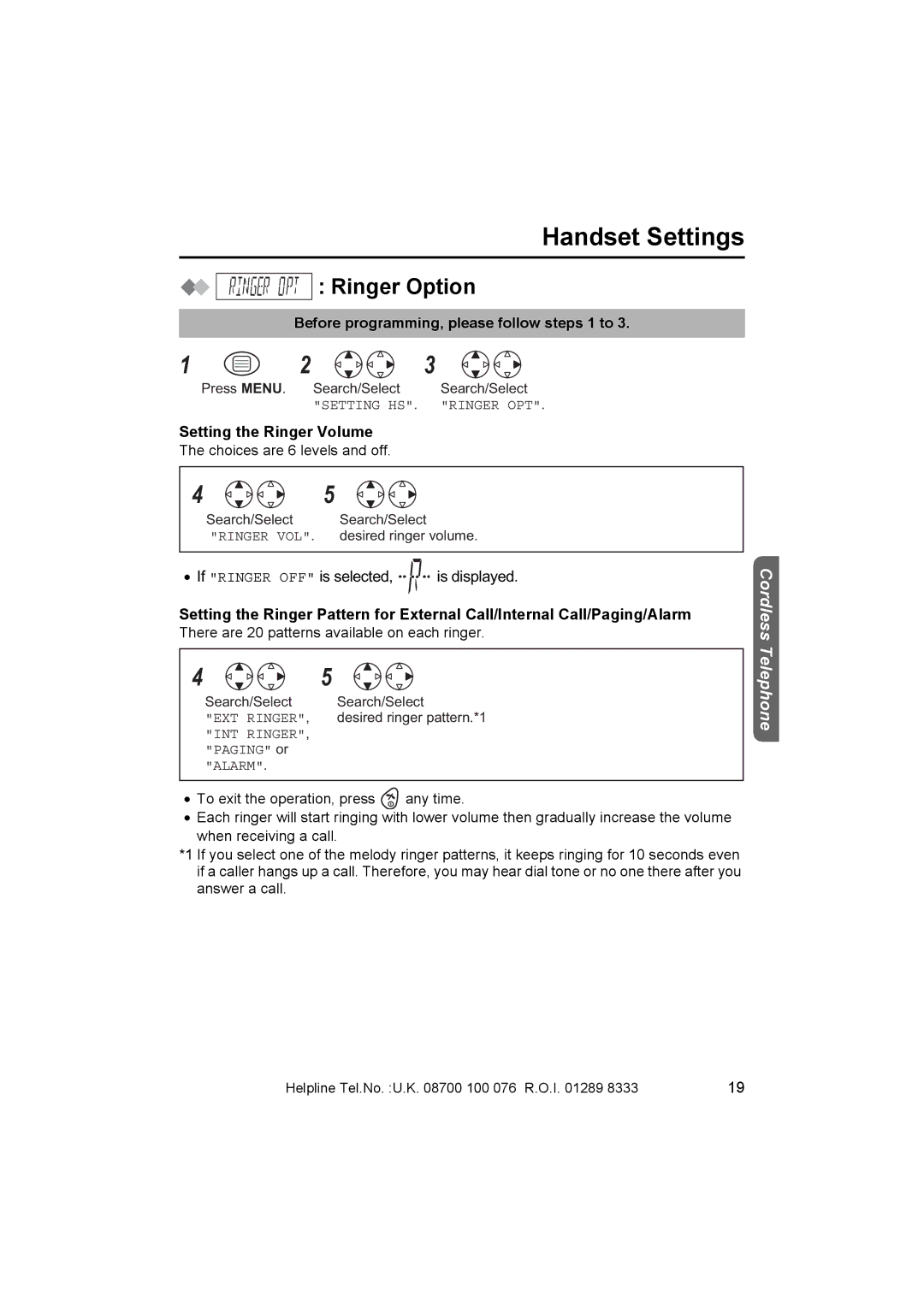 Panasonic KX-TCD410E operating instructions Ringer Option, Setting the Ringer Volume 