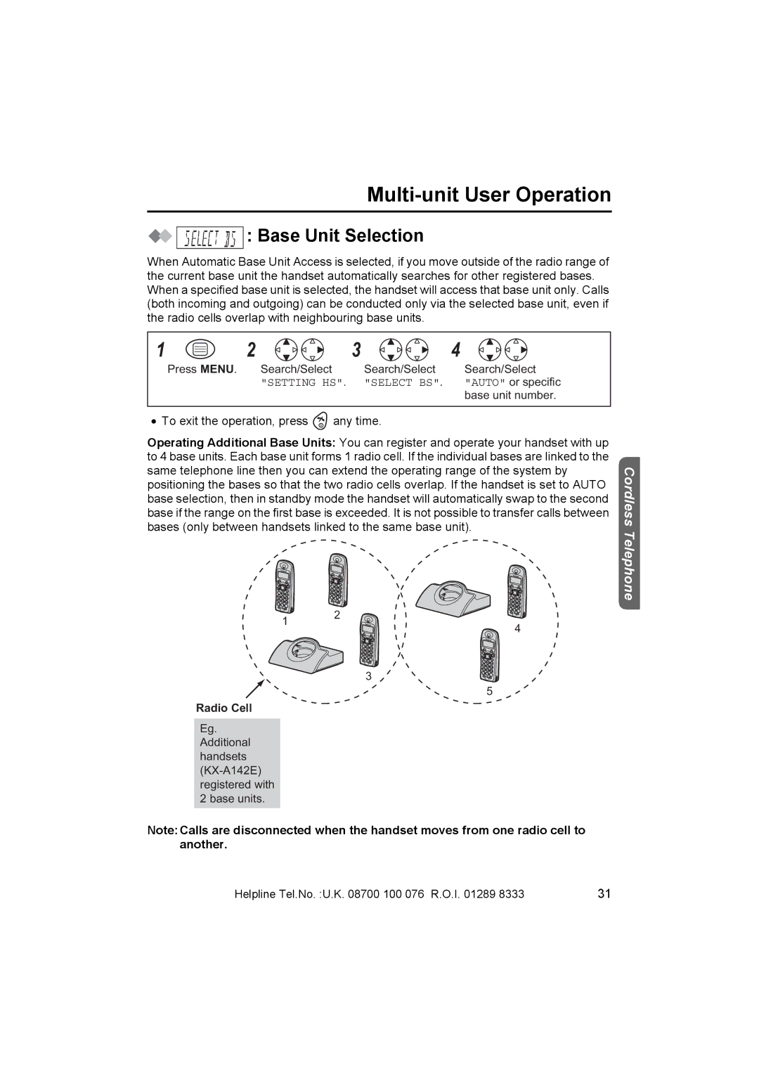 Panasonic KX-TCD410E operating instructions Base Unit Selection 