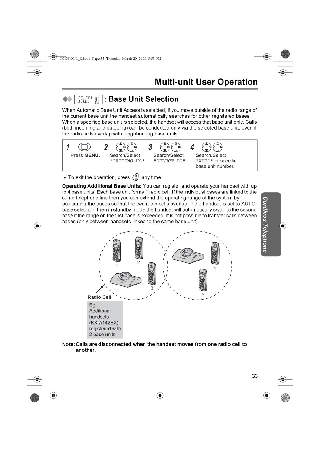 Panasonic KX-TCD410NL operating instructions Base Unit Selection 