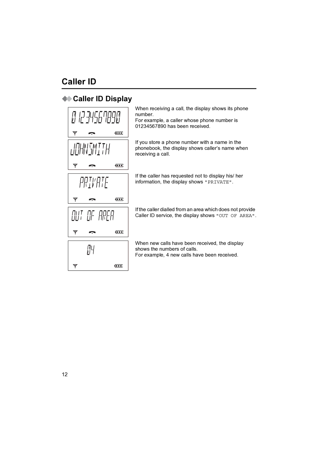 Panasonic KX-TCD410NZ operating instructions Caller ID Display 