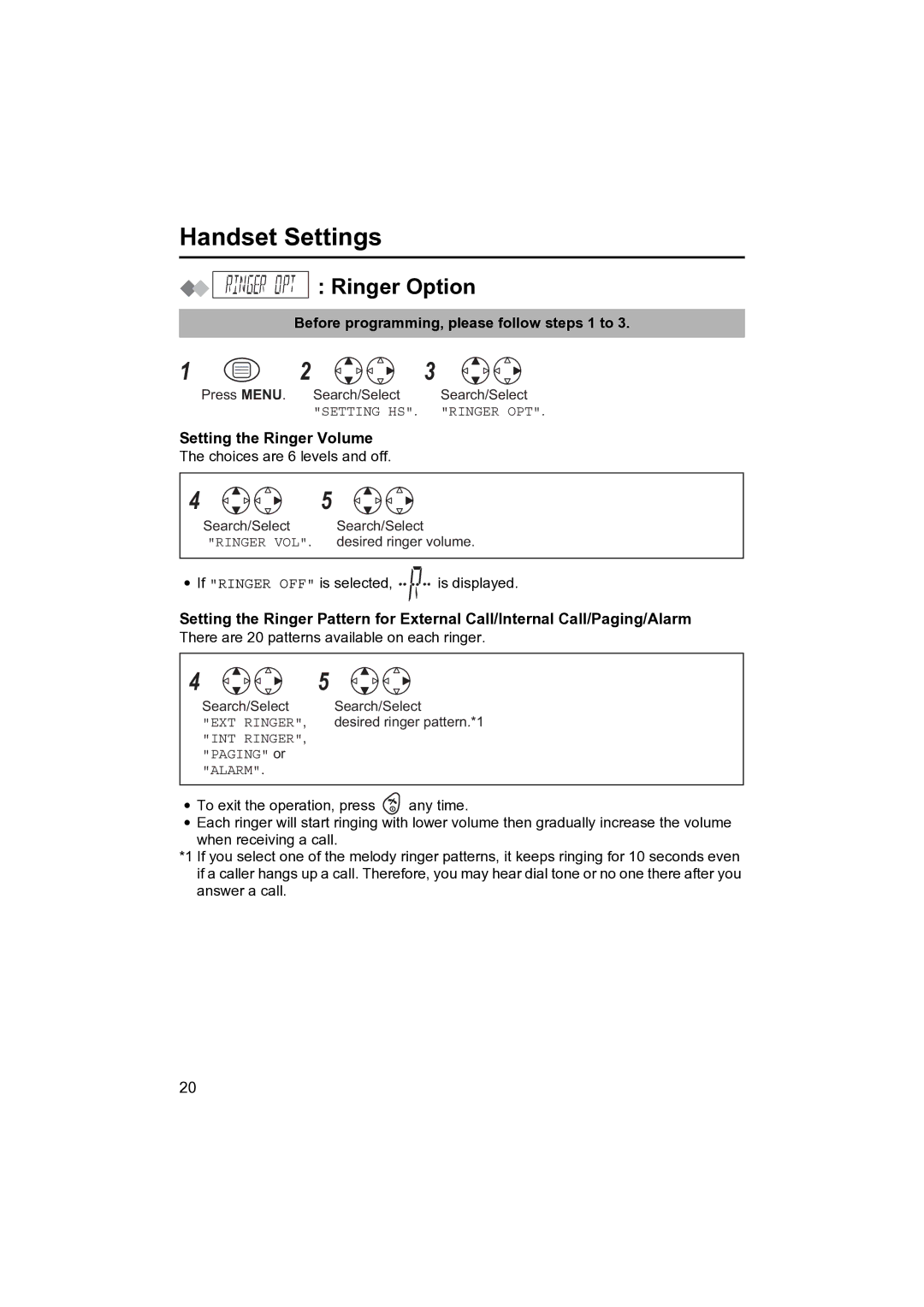 Panasonic KX-TCD410NZ operating instructions Ringer Option, Setting the Ringer Volume 