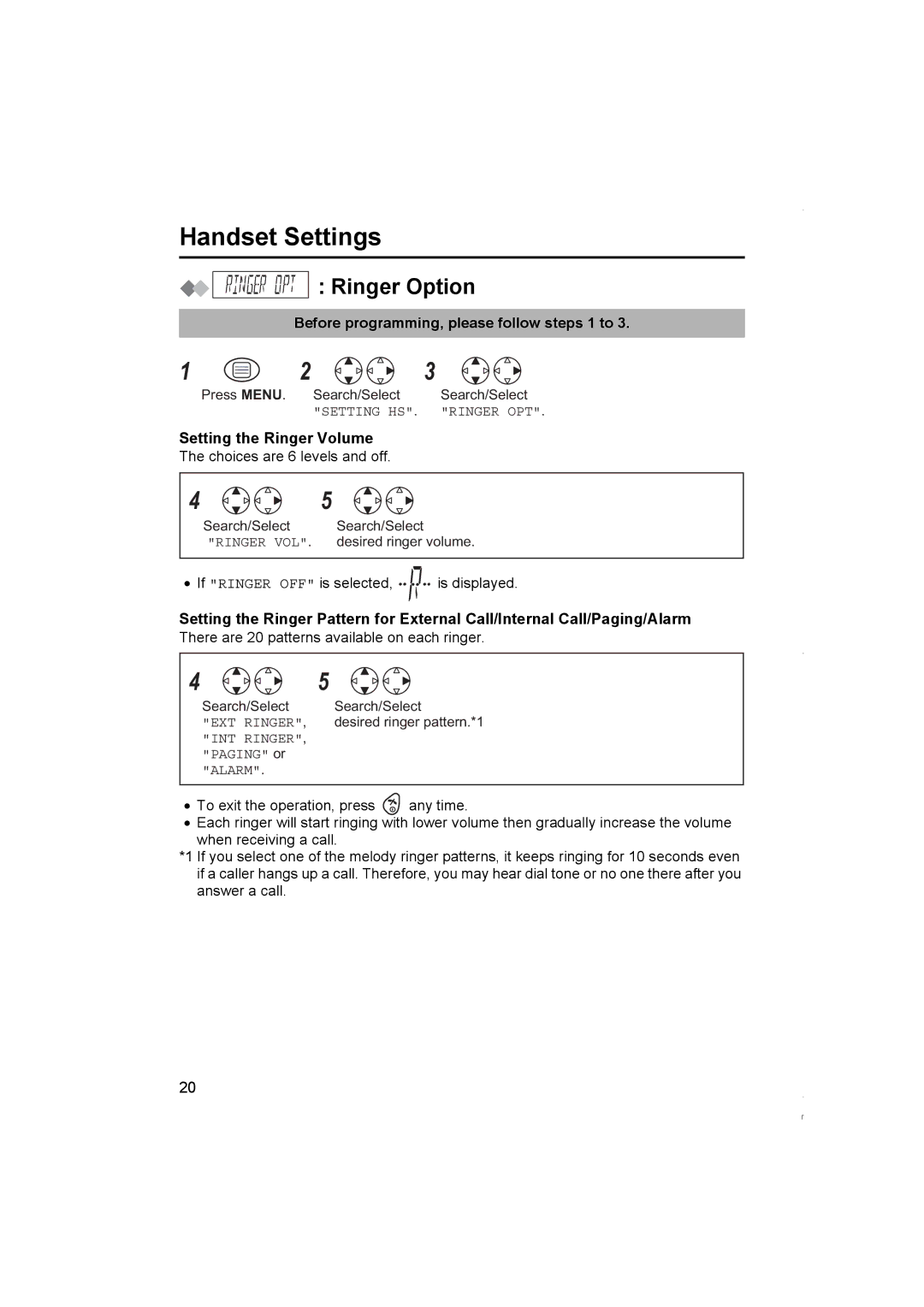 Panasonic KX-TCD420NZ operating instructions Ringer Option, Setting the Ringer Volume 