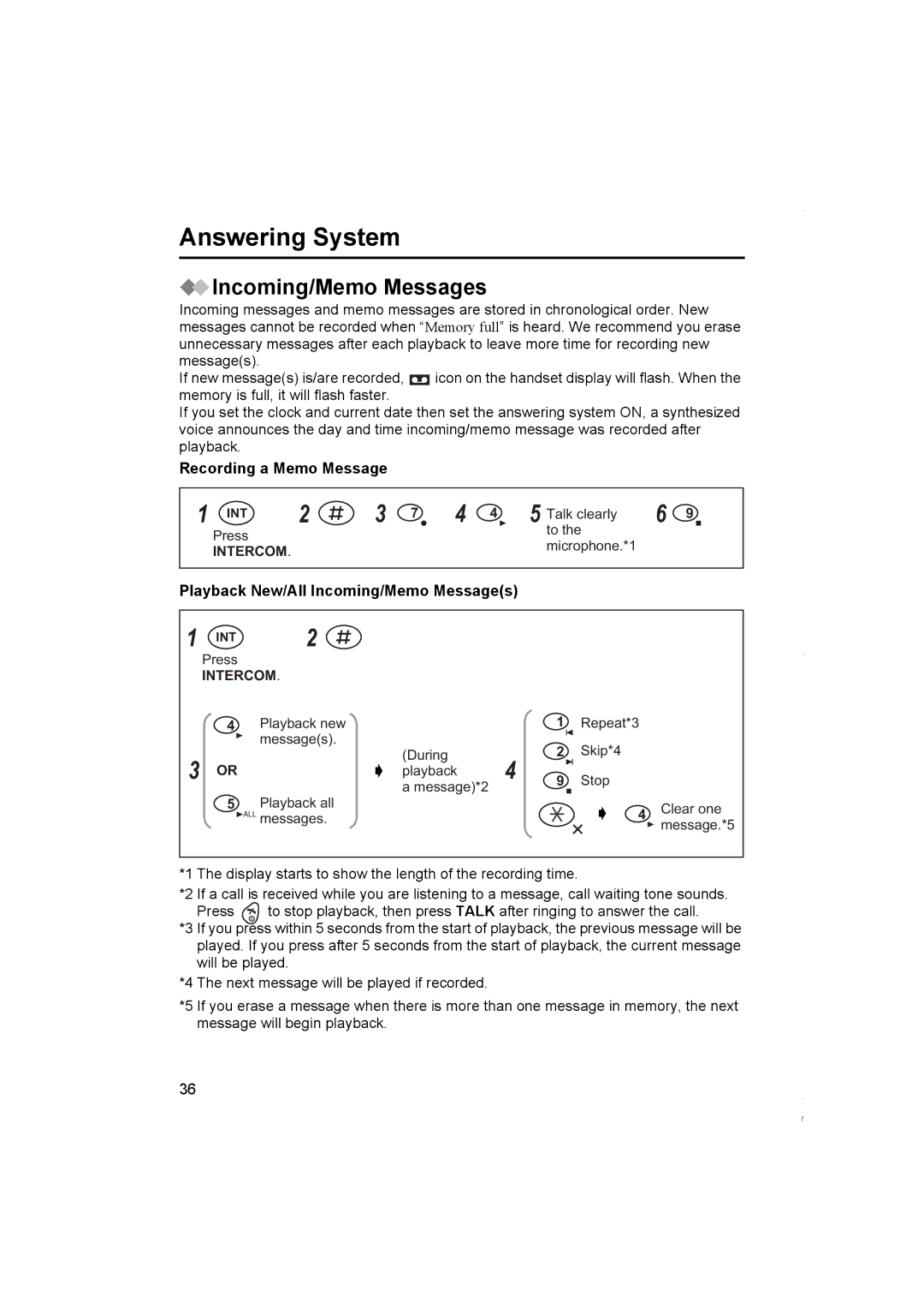 Panasonic KX-TCD420NZ operating instructions Recording a Memo Message, Playback New/All Incoming/Memo Messages 