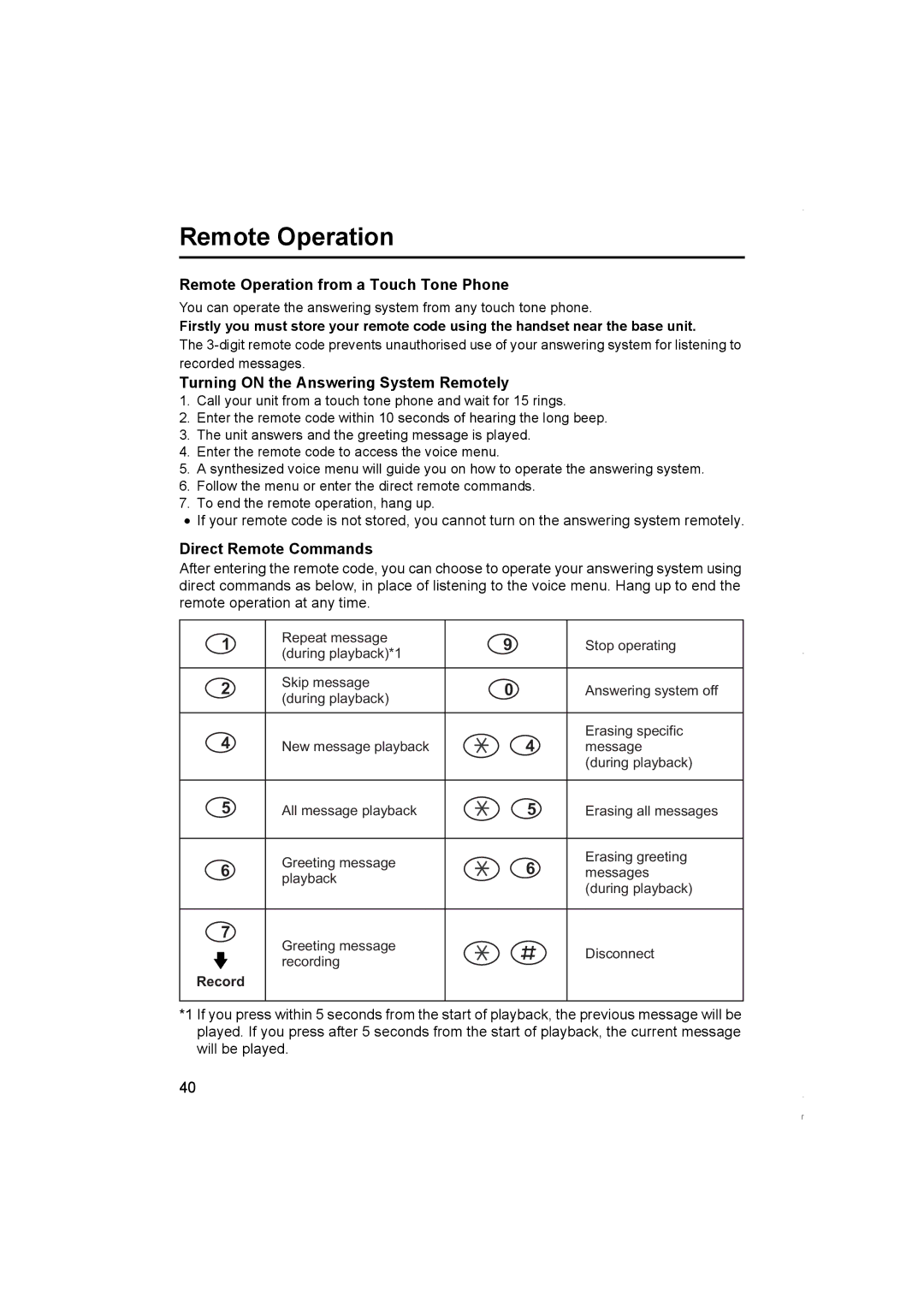 Panasonic KX-TCD420NZ Remote Operation from a Touch Tone Phone, Turning on the Answering System Remotely 