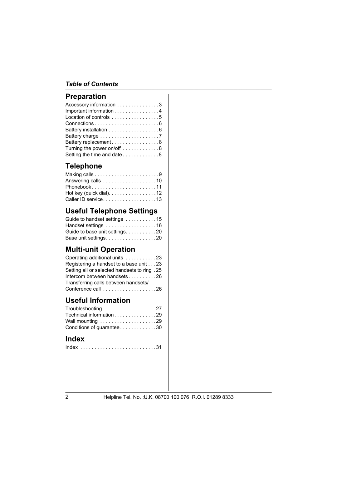 Panasonic KX-TCD430E operating instructions Index 