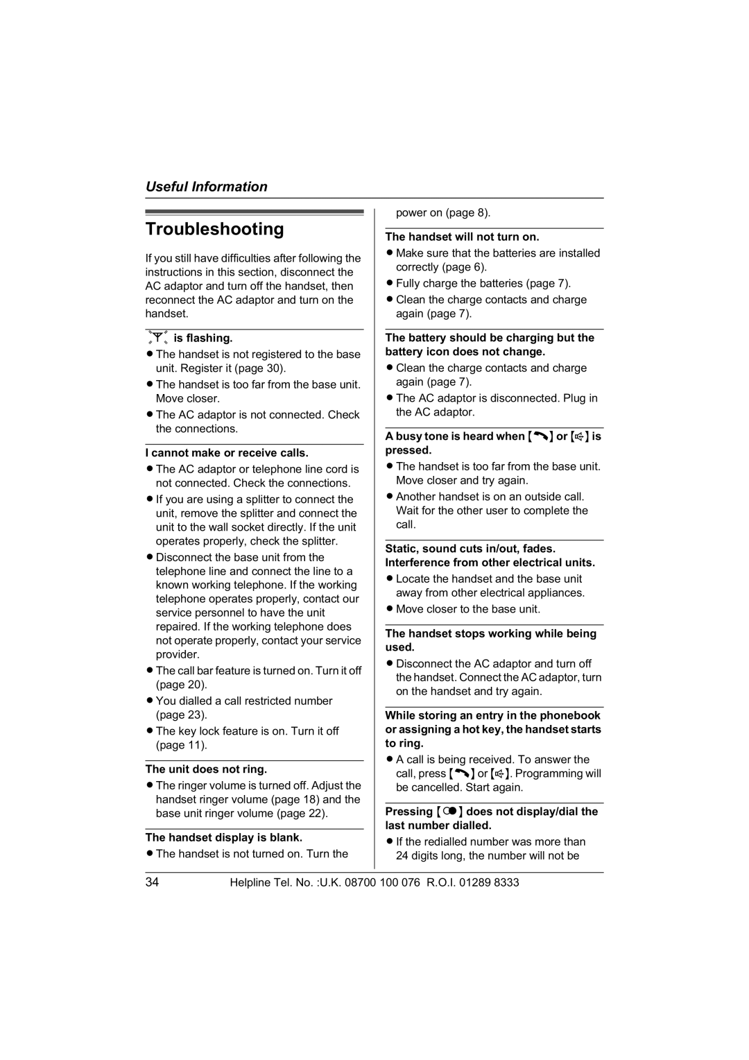 Panasonic KX-TCD440E, KX-TCD445E operating instructions Troubleshooting 