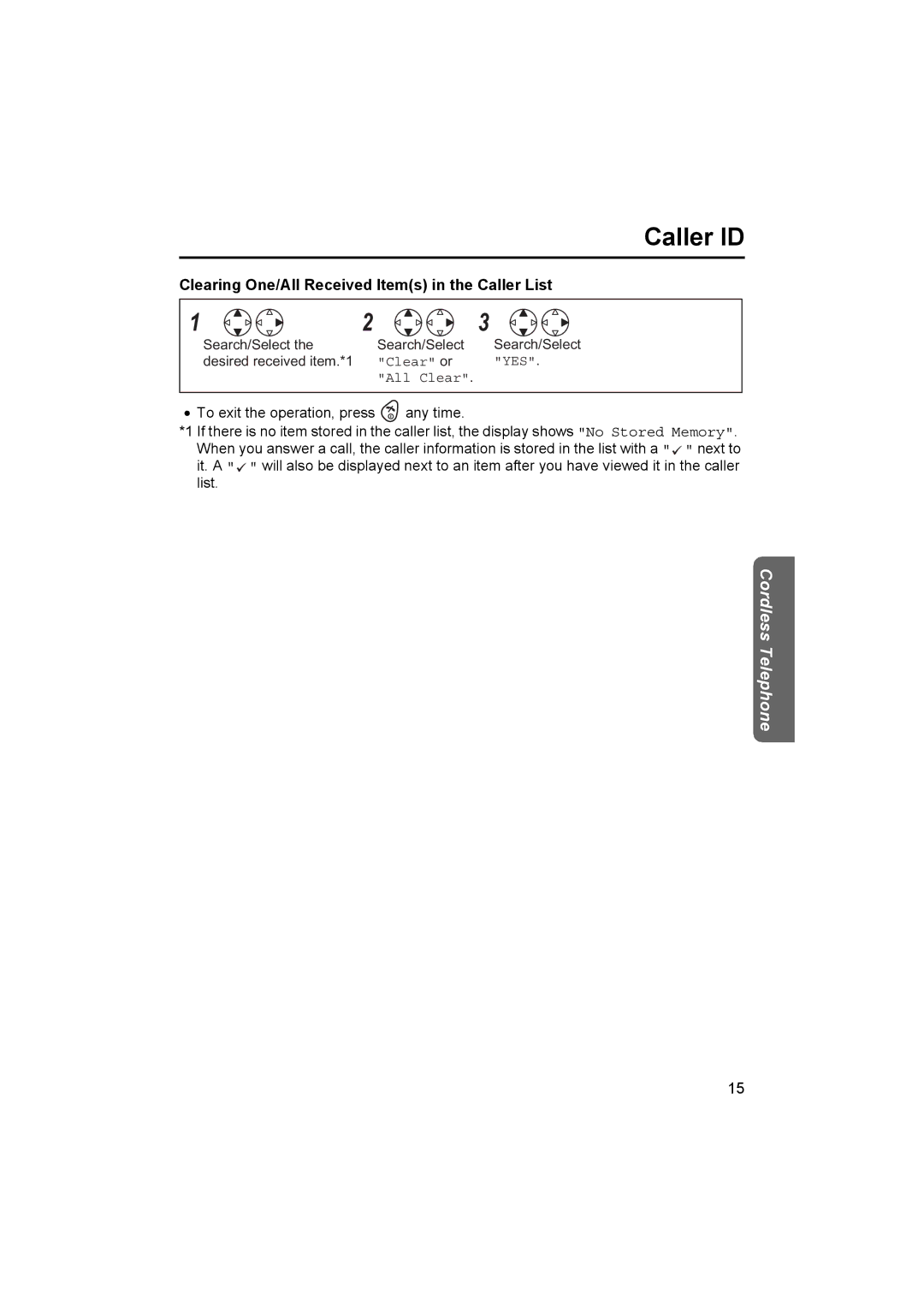 Panasonic KX-TCD450NZ operating instructions Clearing One/All Received Items in the Caller List 