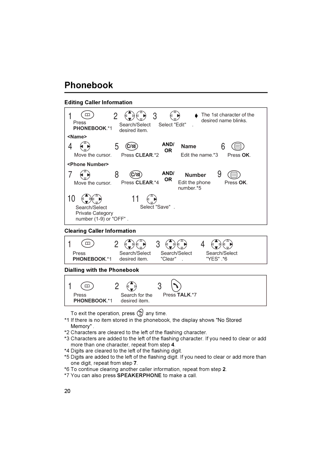 Panasonic KX-TCD450NZ Editing Caller Information, Number, Clearing Caller Information, Dialling with the Phonebook 