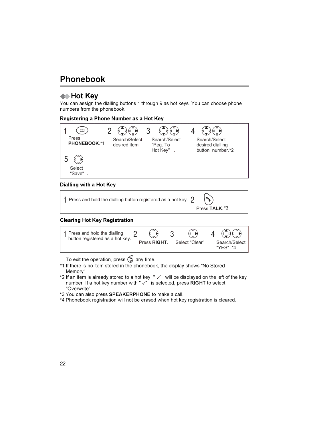 Panasonic KX-TCD450NZ Registering a Phone Number as a Hot Key, Dialling with a Hot Key, Clearing Hot Key Registration 