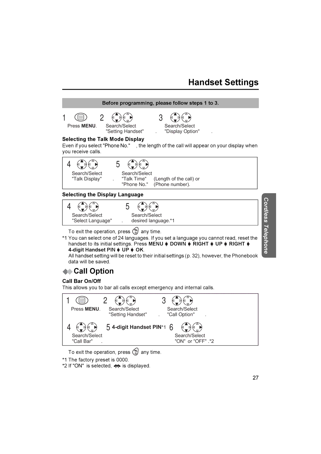 Panasonic KX-TCD450NZ operating instructions Call Option 