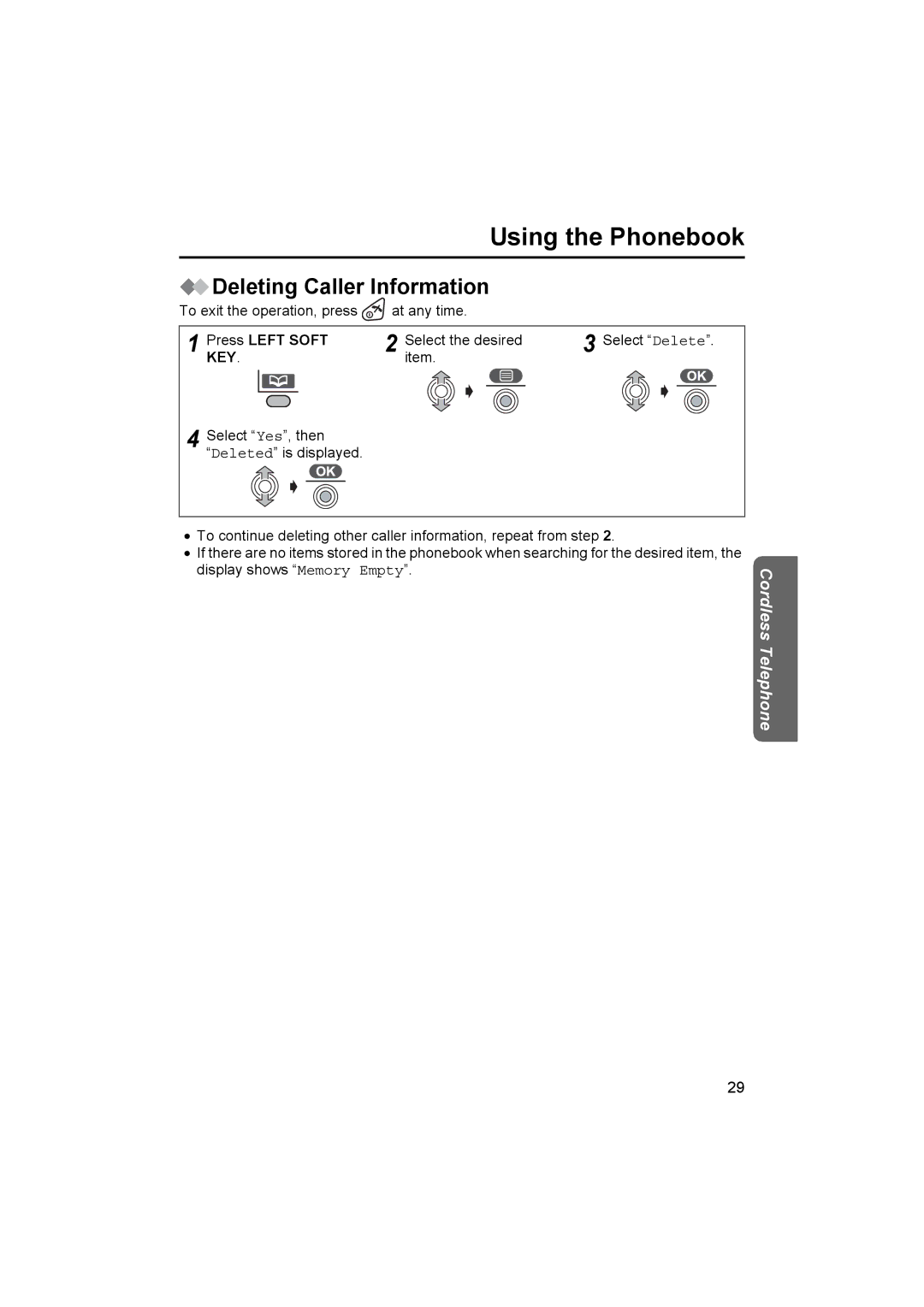 Panasonic KX-TCD500NZ operating instructions Deleting Caller Information 