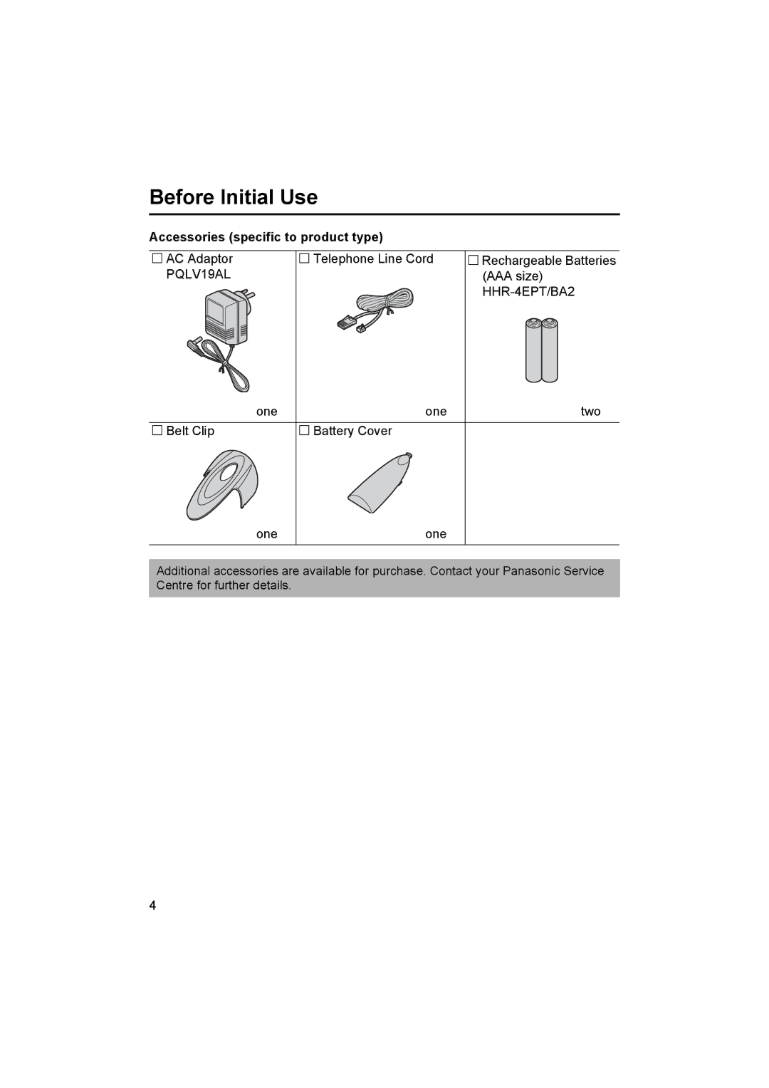 Panasonic KX-TCD500NZ operating instructions Accessories specific to product type 