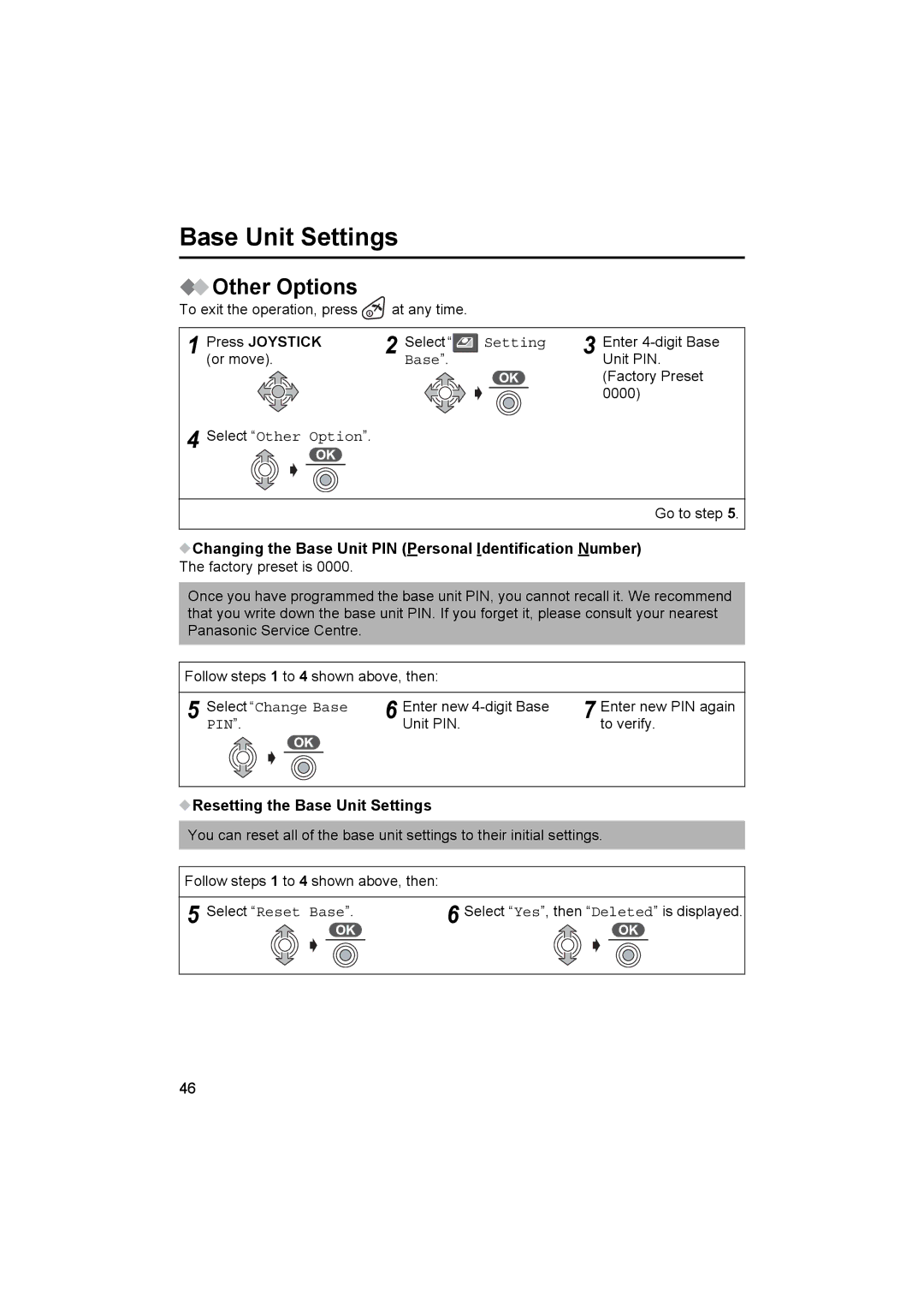 Panasonic KX-TCD500NZ operating instructions Changing the Base Unit PIN Personal Identification Number, Select Change Base 