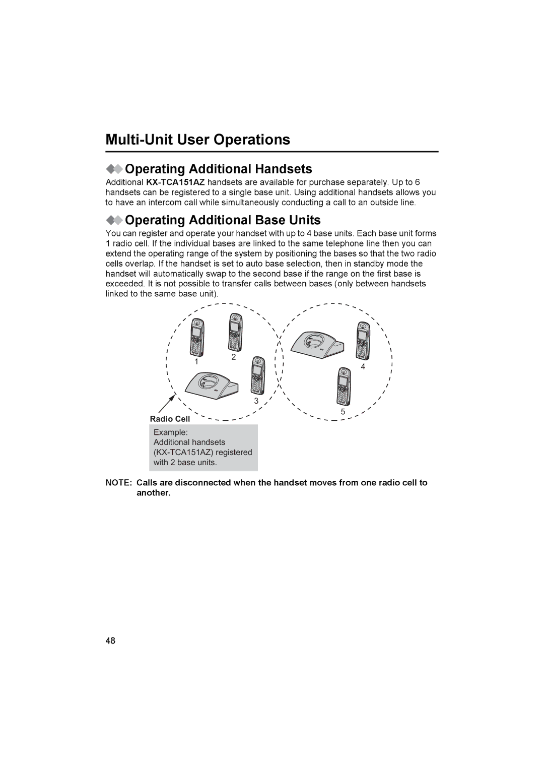 Panasonic KX-TCD500NZ Multi-Unit User Operations, Operating Additional Handsets, Operating Additional Base Units 