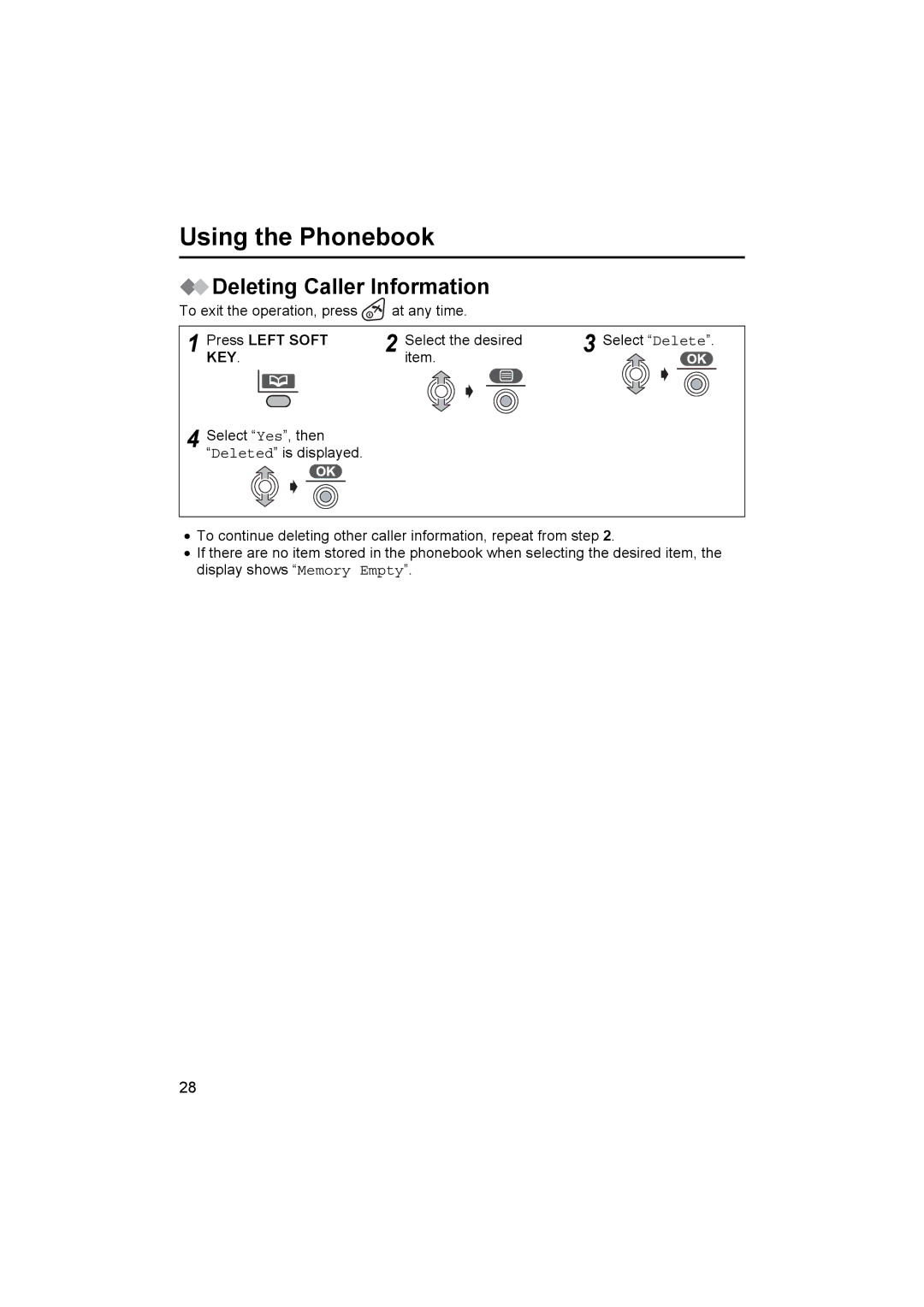 Panasonic KX-TCD505E operating instructions Deleting Caller Information 