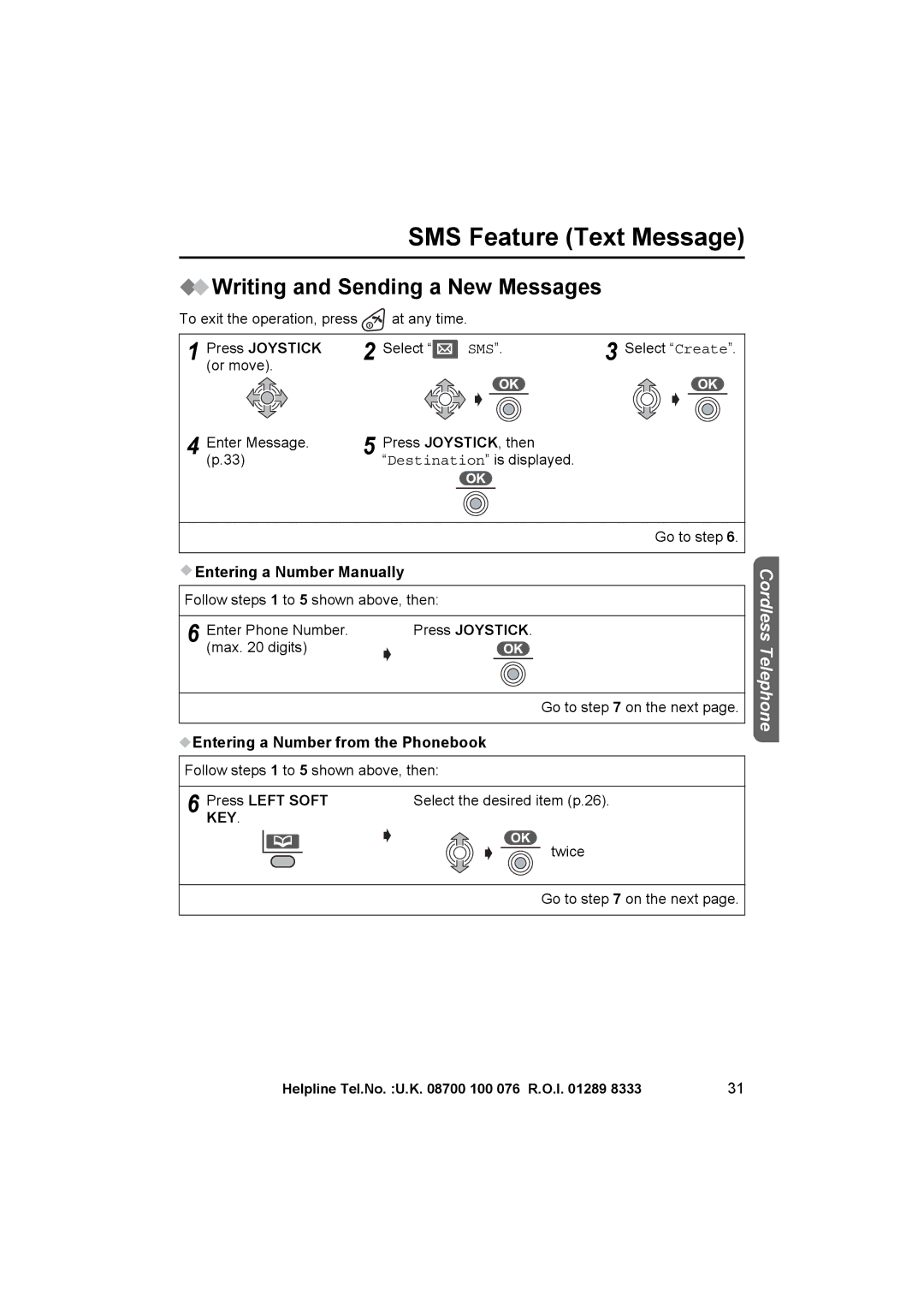 Panasonic KX-TCD505E operating instructions Writing and Sending a New Messages, Sms, Entering a Number Manually 