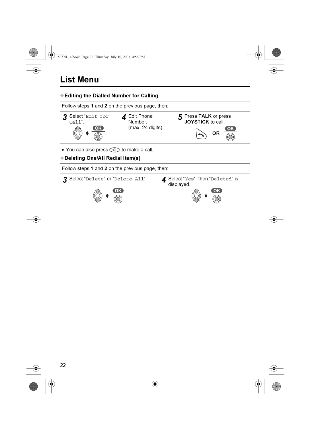 Panasonic KX-TCD505NL operating instructions Editing the Dialled Number for Calling, Deleting One/All Redial Items 