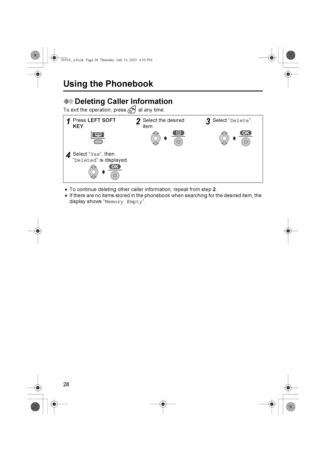 Panasonic KX-TCD505NL operating instructions Deleting Caller Information 