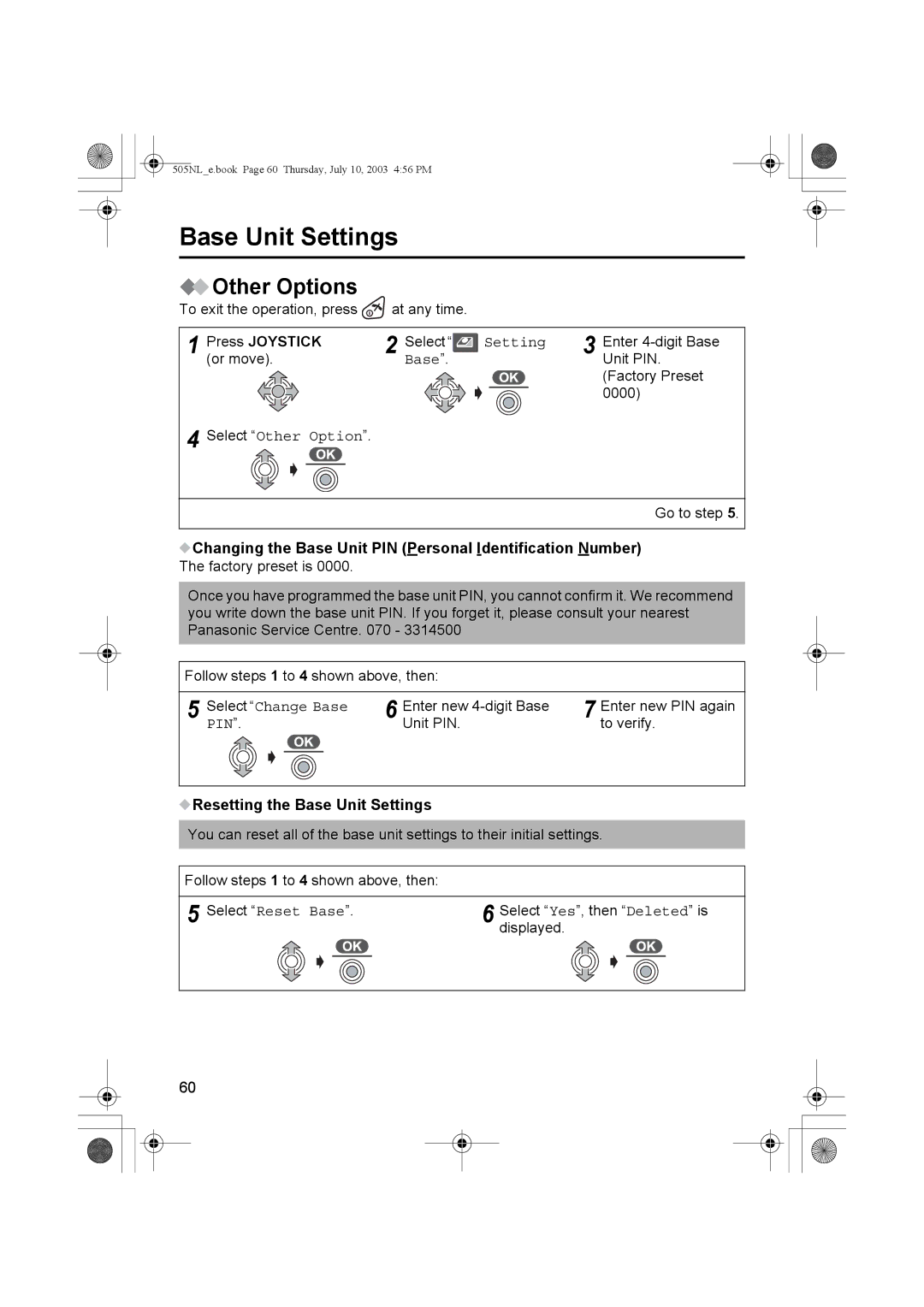 Panasonic KX-TCD505NL operating instructions Changing the Base Unit PIN Personal Identification Number, Select Change Base 