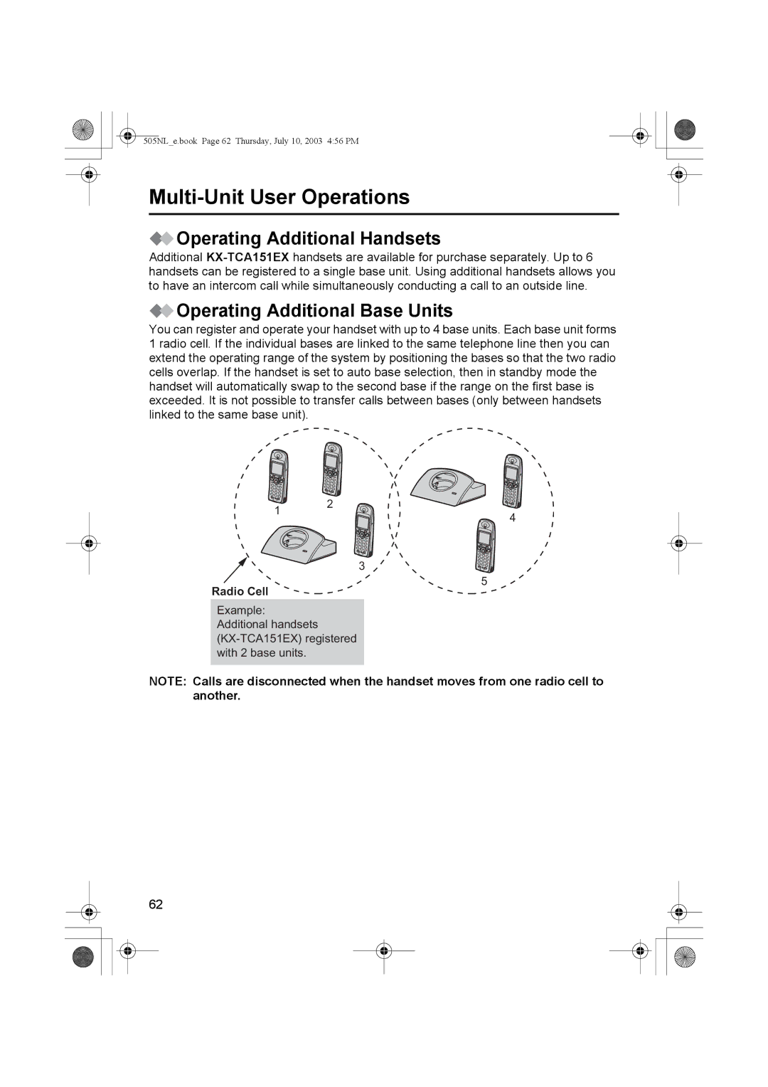 Panasonic KX-TCD505NL Multi-Unit User Operations, Operating Additional Handsets, Operating Additional Base Units 