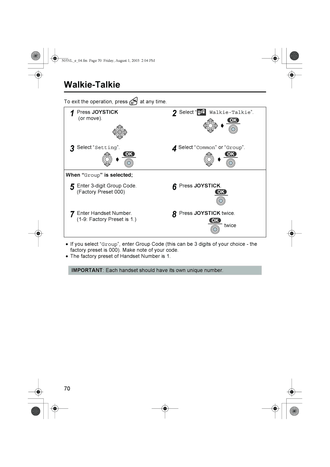 Panasonic KX-TCD505NL operating instructions When Group is selected 