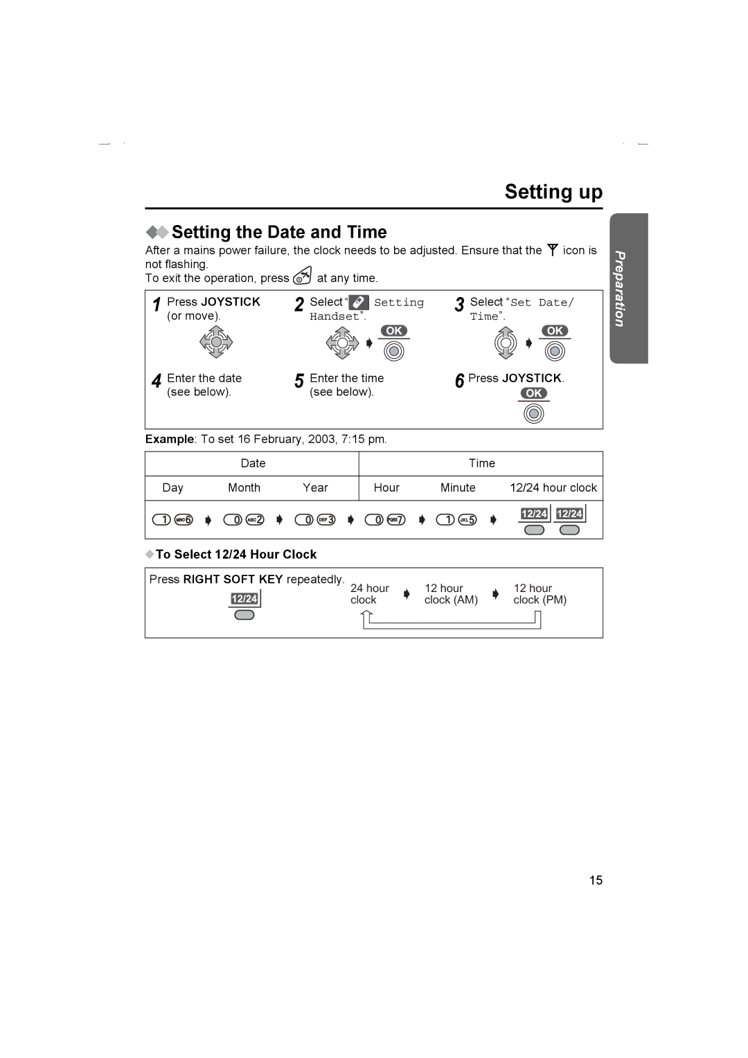 Panasonic KX-TCD510AL operating instructions Setting the Date and Time, Handset Time, To Select 12/24 Hour Clock 