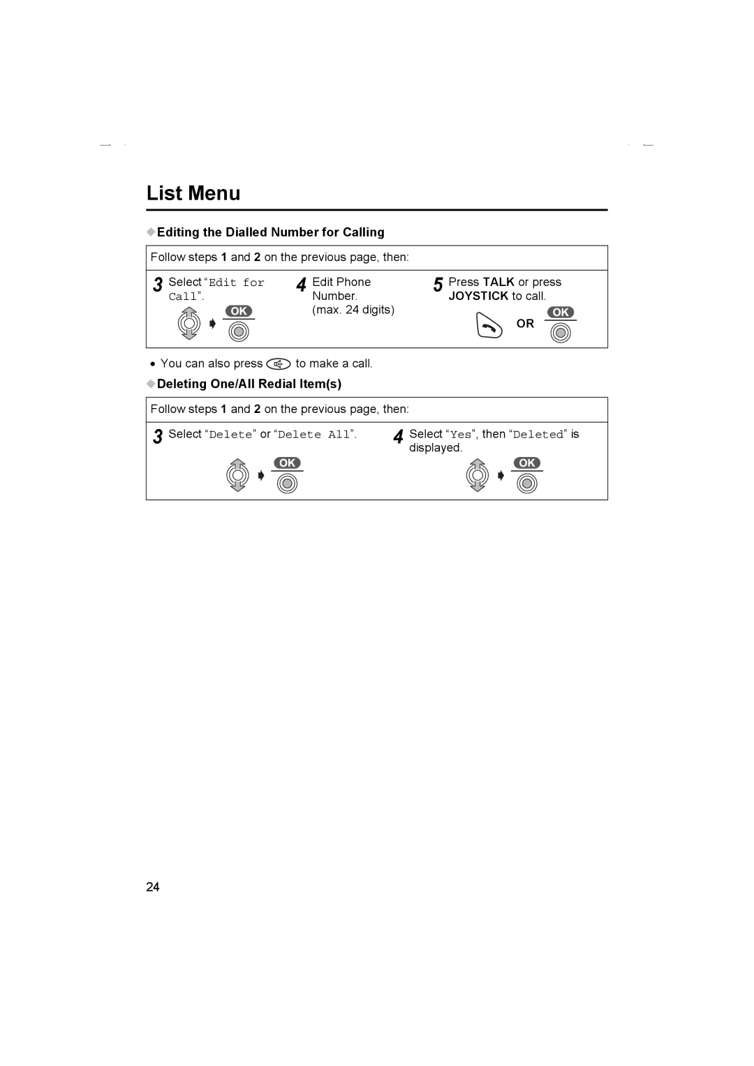 Panasonic KX-TCD510AL operating instructions Editing the Dialled Number for Calling, Deleting One/All Redial Items 