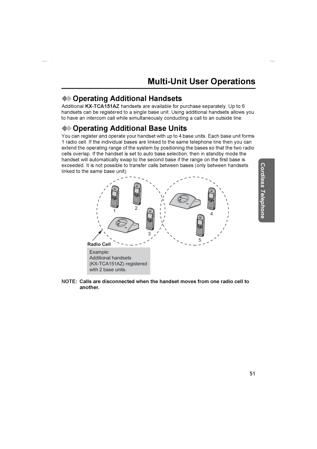 Panasonic KX-TCD510AL Multi-Unit User Operations, Operating Additional Handsets, Operating Additional Base Units 