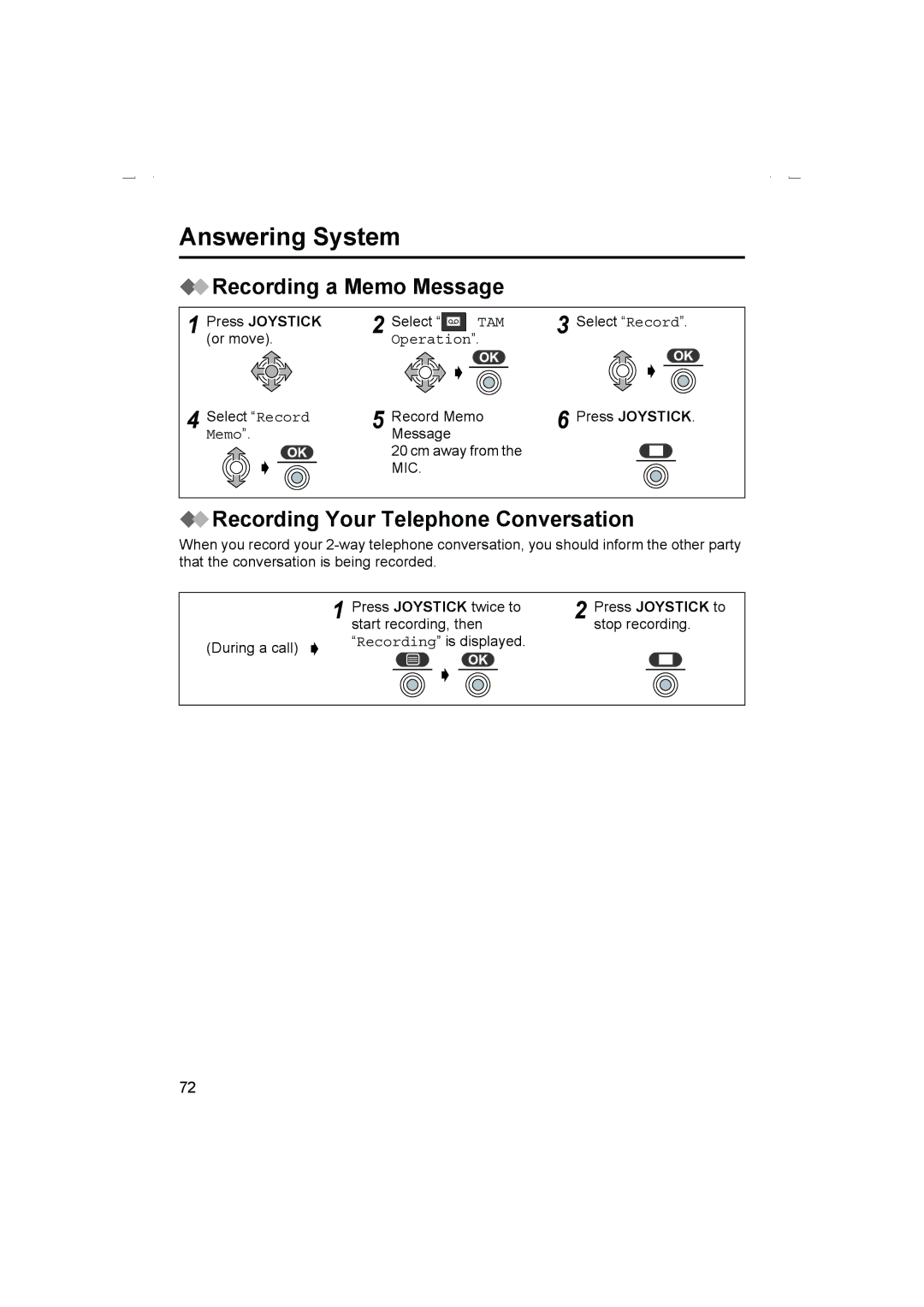 Panasonic KX-TCD510AL operating instructions Recording a Memo Message, Recording Your Telephone Conversation 