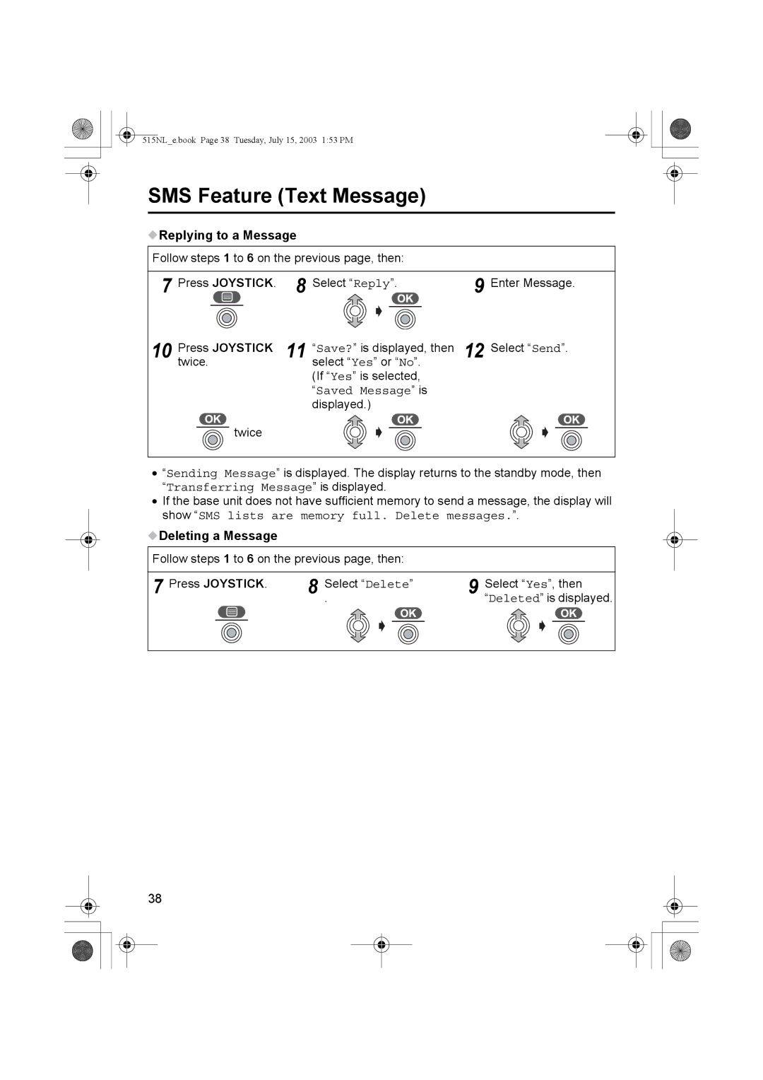 Panasonic KX-TCD515NL operating instructions Replying to a Message, Saved Message is displayed 