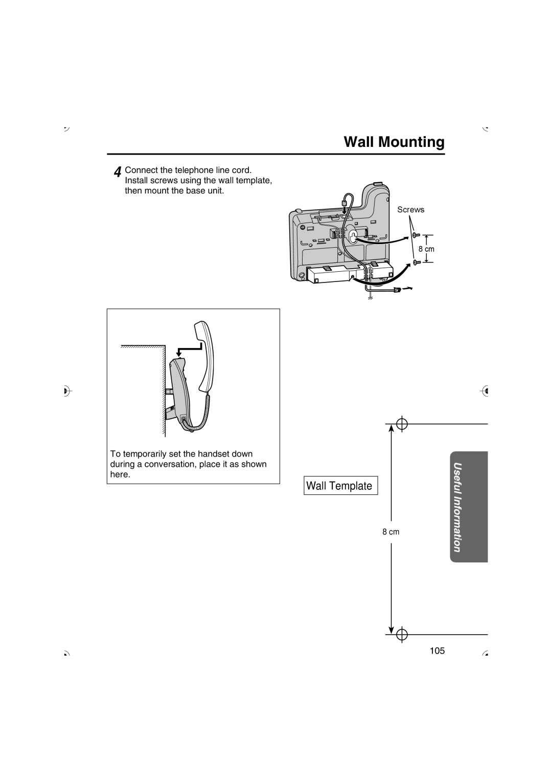 Panasonic KX-TCD535HK operating instructions Wall Template 