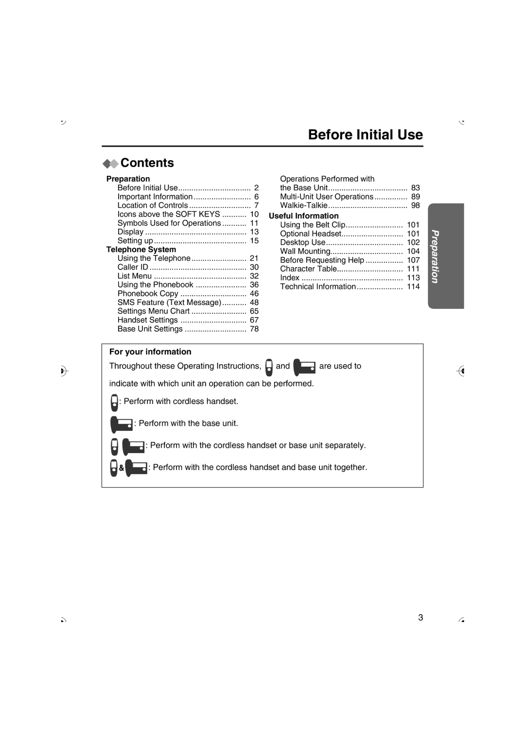 Panasonic KX-TCD535HK operating instructions Contents 