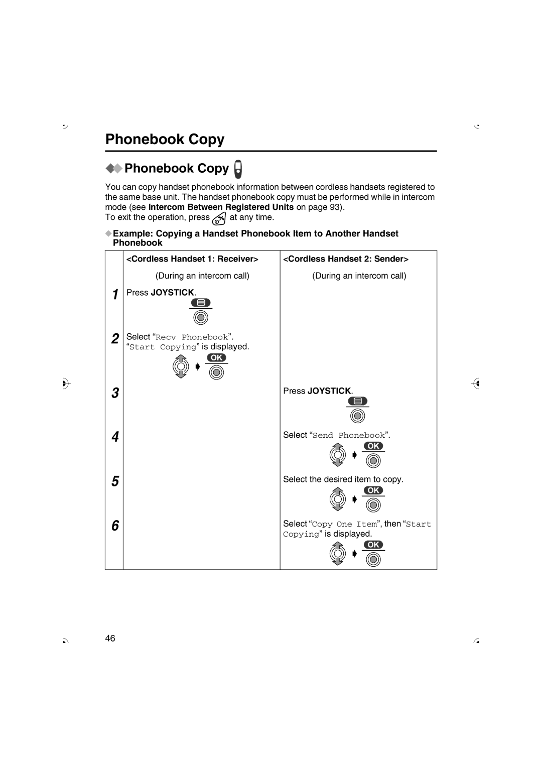 Panasonic KX-TCD535HK operating instructions Phonebook Copy, Cordless Handset 2 Sender 