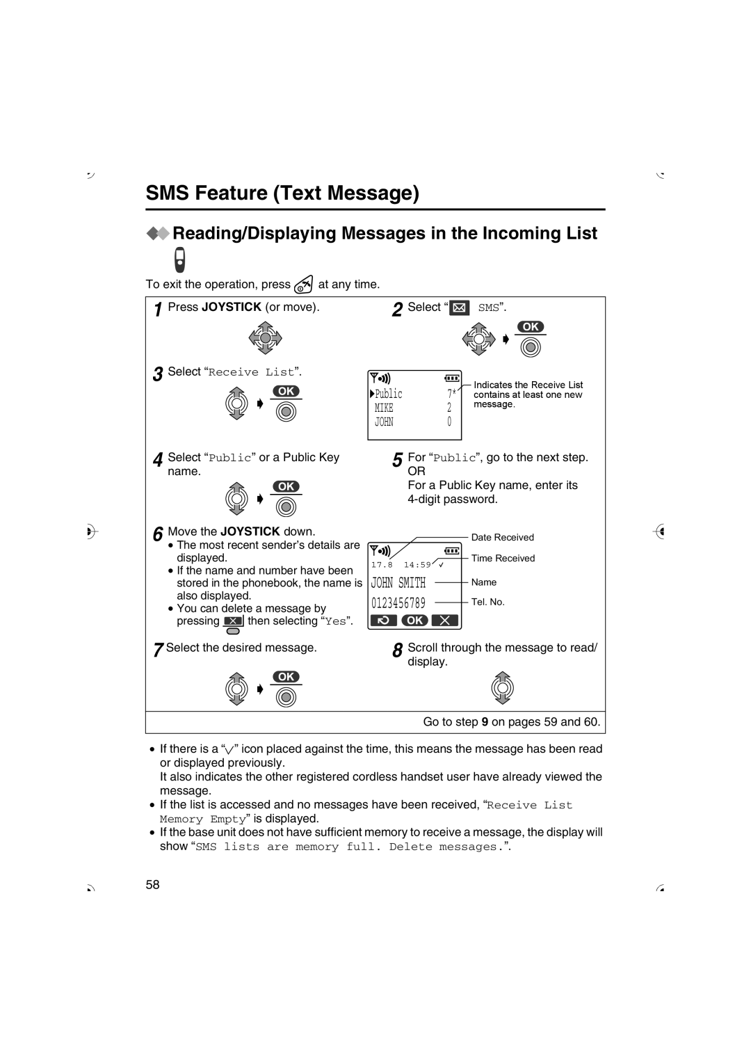 Panasonic KX-TCD535HK operating instructions Reading/Displaying Messages in the Incoming List, Mike John 