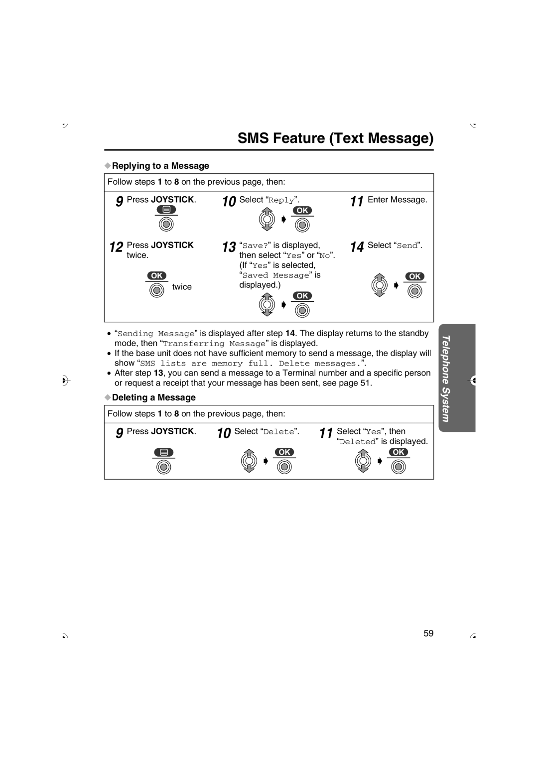 Panasonic KX-TCD535HK operating instructions Replying to a Message, Presstwice. Joystick 