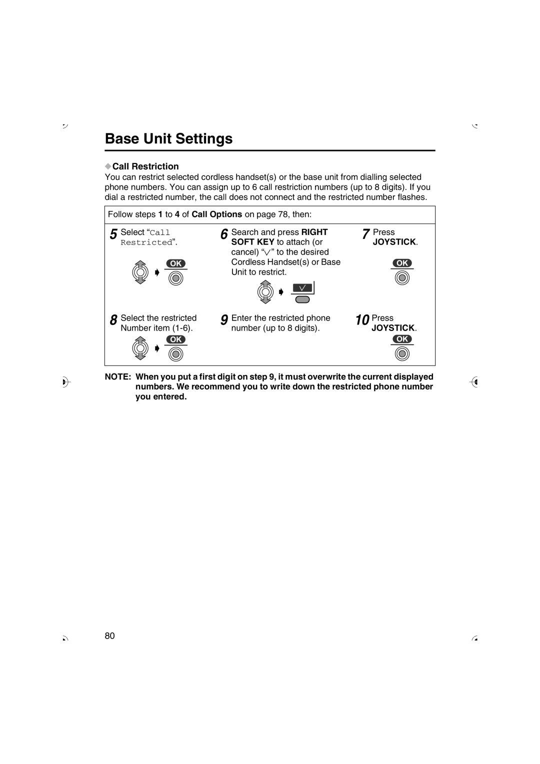 Panasonic KX-TCD535HK operating instructions Call Restriction 