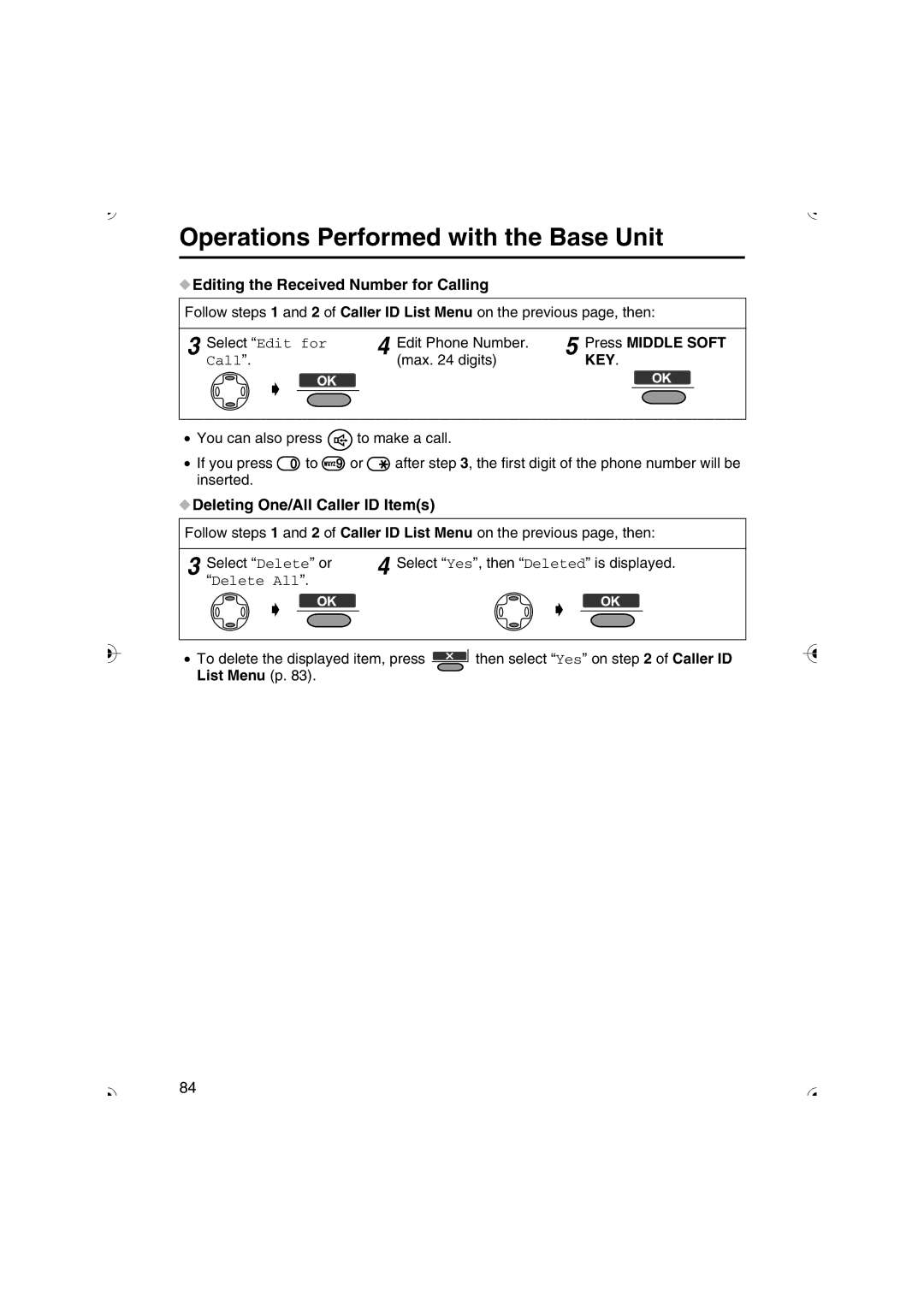 Panasonic KX-TCD535HK operating instructions Editing the Received Number for Calling, Press Middle Soft 