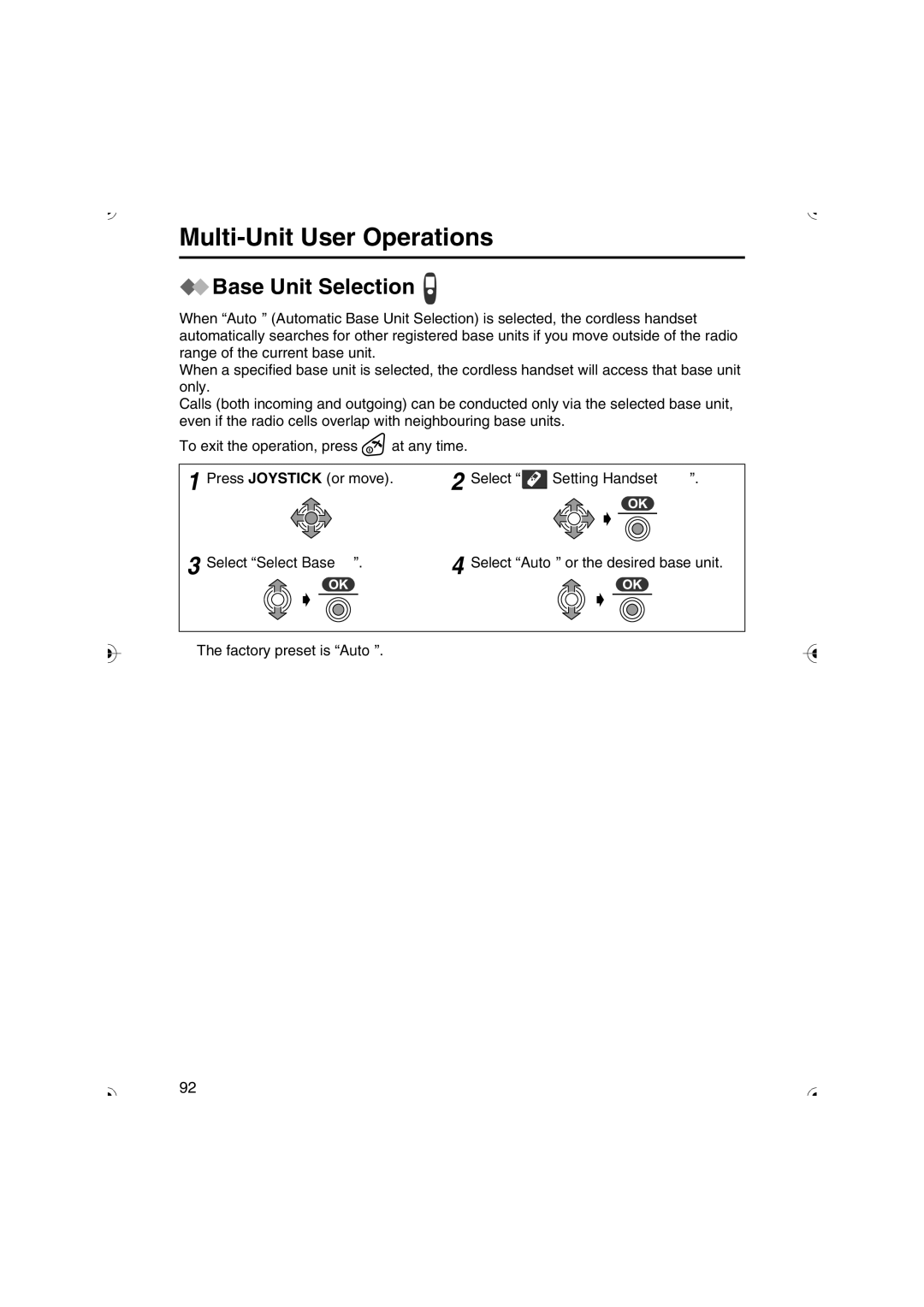 Panasonic KX-TCD535HK operating instructions Base Unit Selection 