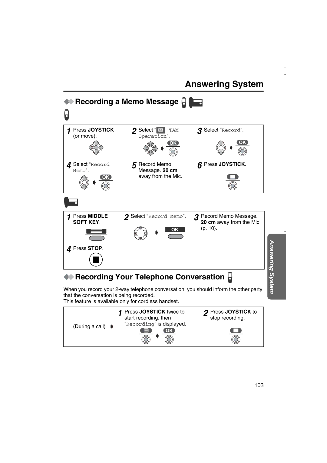 Panasonic KX-TCD540AL operating instructions Recording a Memo Message, Recording Your Telephone Conversation 