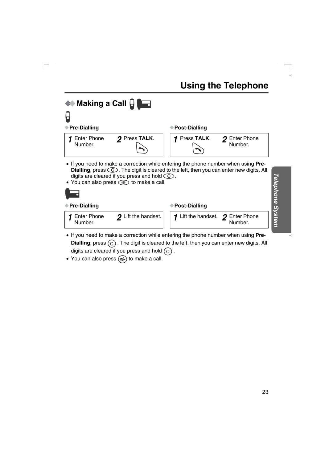 Panasonic KX-TCD540AL operating instructions Using the Telephone, Making a Call, Pre-Dialling Post-Dialling 