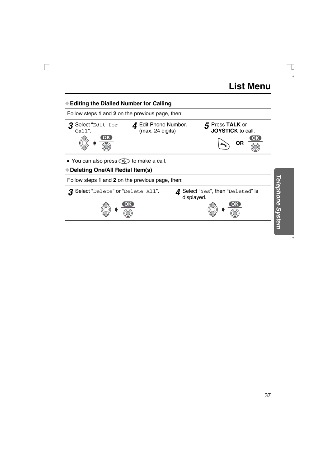 Panasonic KX-TCD540AL operating instructions Editing the Dialled Number for Calling, Deleting One/All Redial Items 